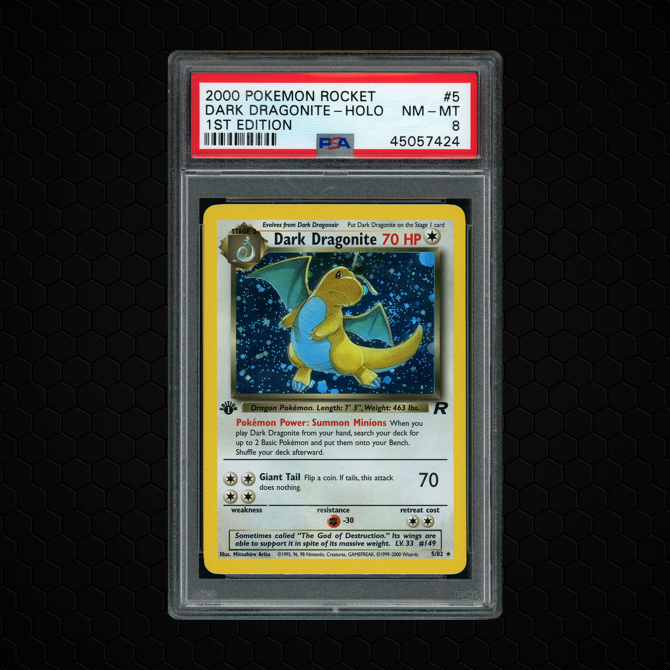 2000 Team Rocket 1st Edition Dark Dragonite #5 PSA 8