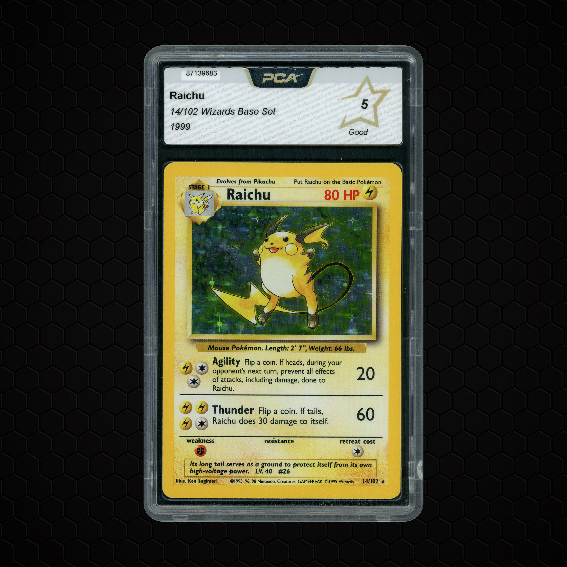 1999 Base Set Raichu #14 PCA 5