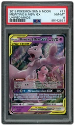 2019 Unified Minds Mewtwo & Mew GX #71 PSA 8 on Beezie.