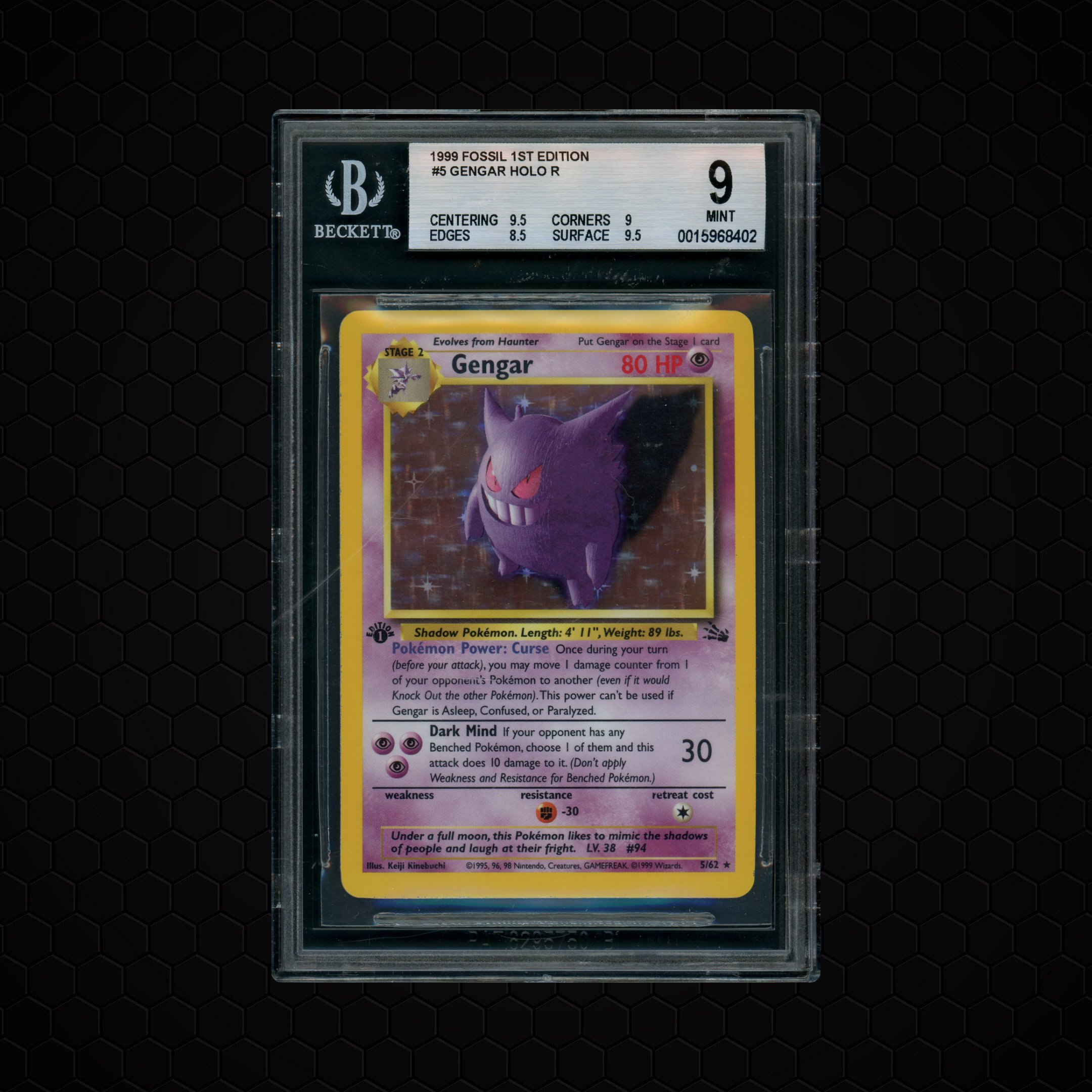 1999 Fossil 1st Edition Gengar #5 BGS 9