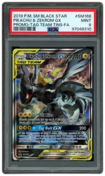 2019 Black Star Promo Pikachu & Zekrom GX #SM168 PSA 9 on Beezie.