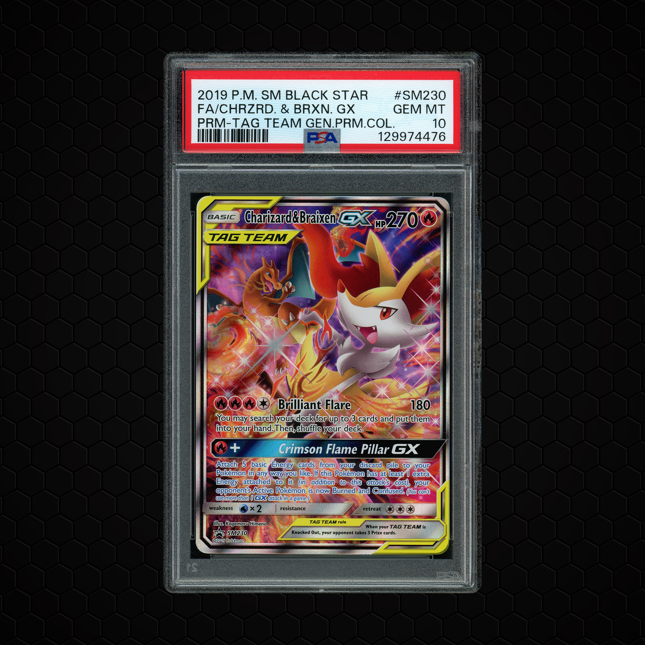 2019 Black Star Promo Charizard & Braixen GX #SM230 PSA 10