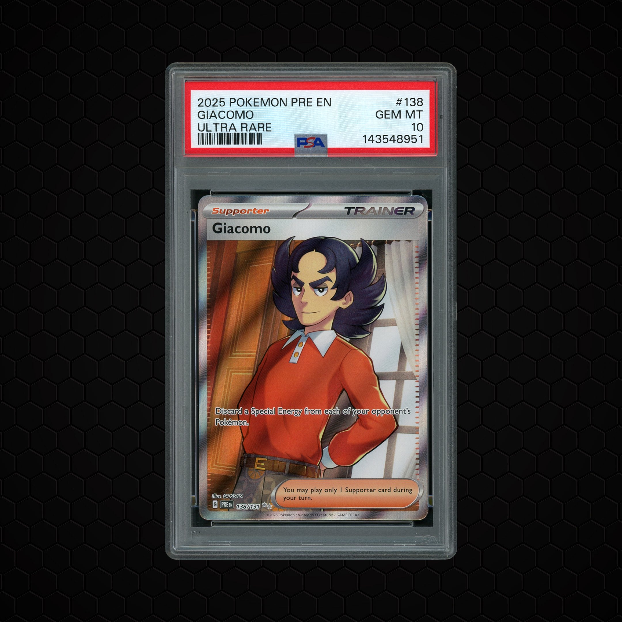 2025 Prismatic Evolutions Giacomo #138 PSA 10