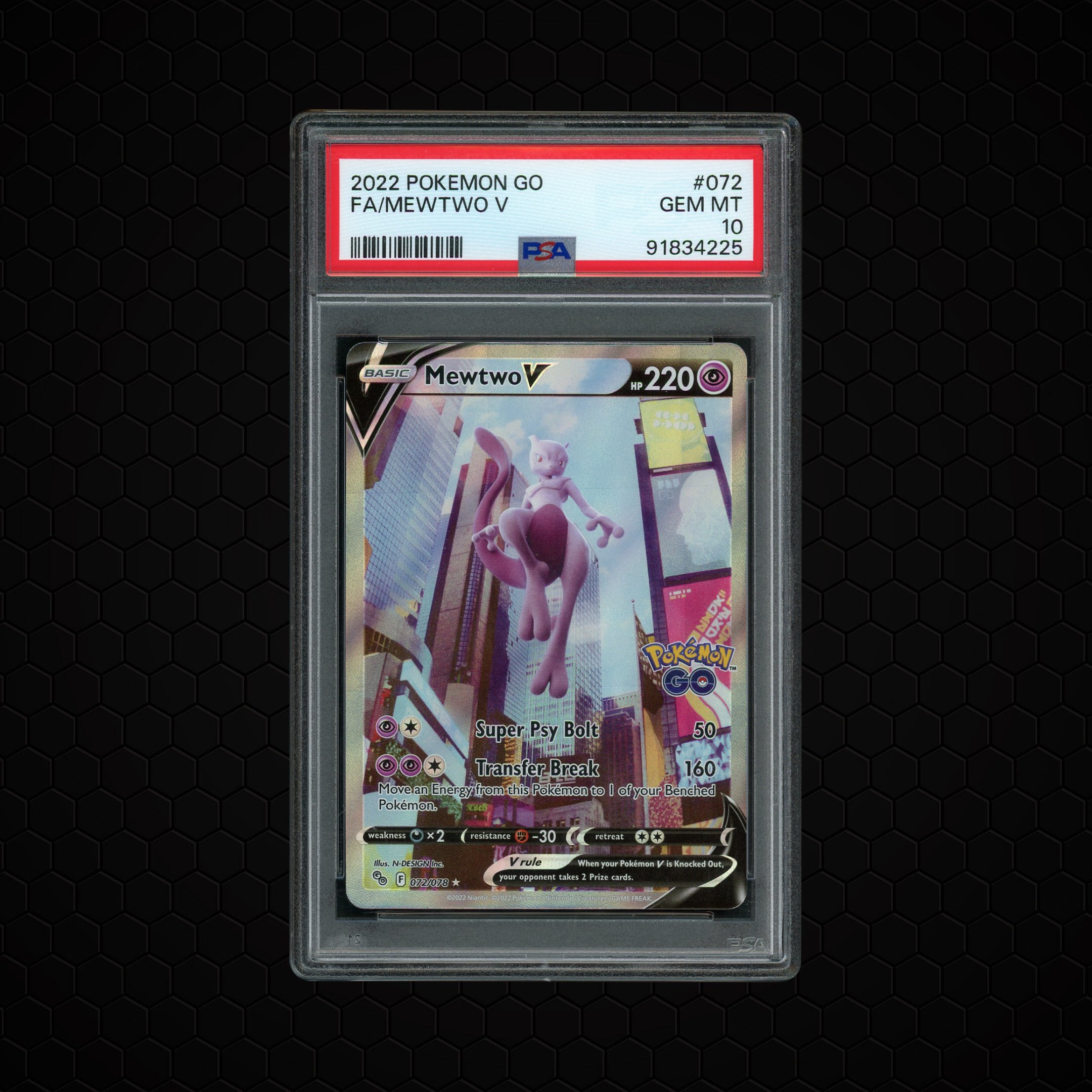 2022 Pokemon GO Mewtwo V #72 PSA 10