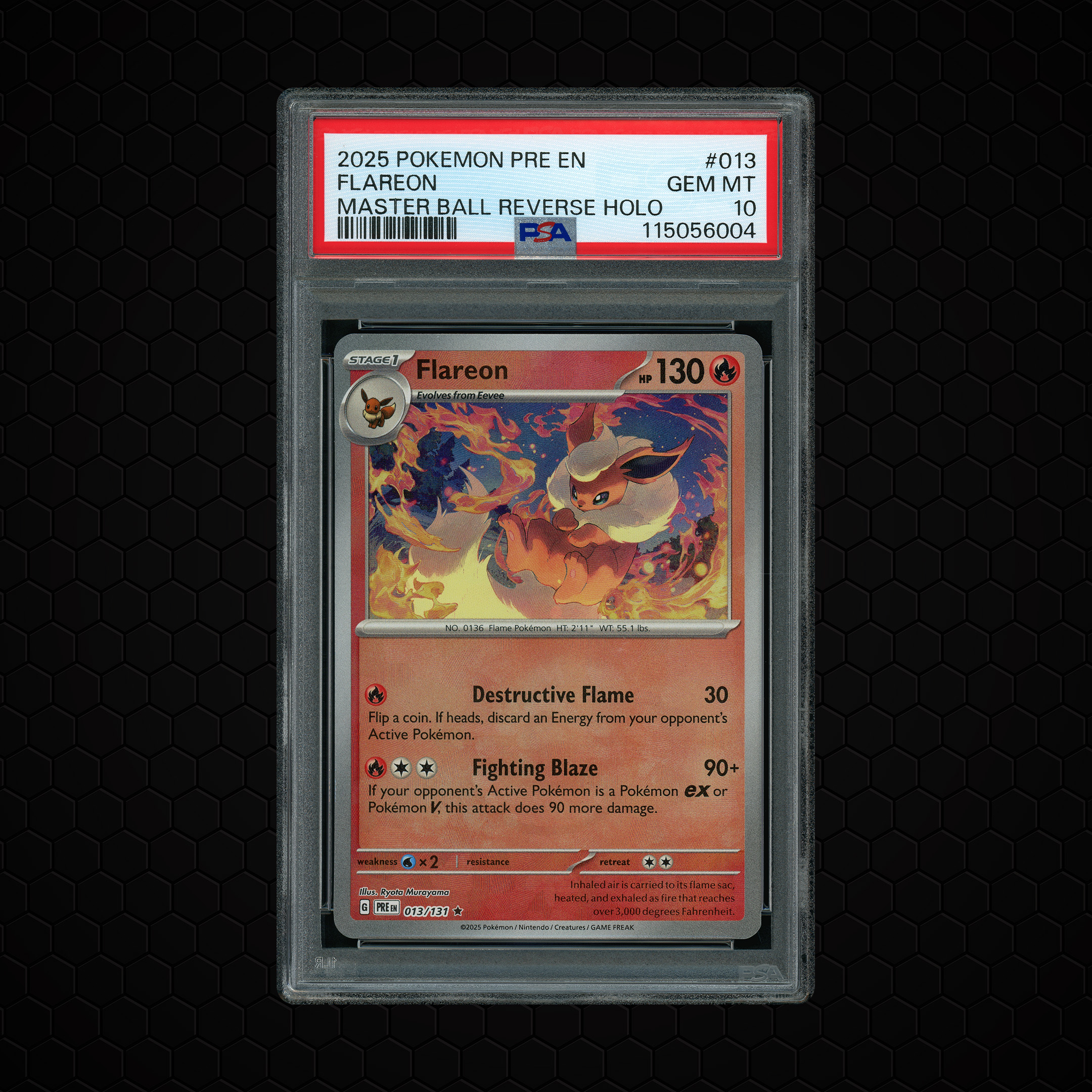 2025 Prismatic Evolutions Masterball Flareon #13 PSA 10