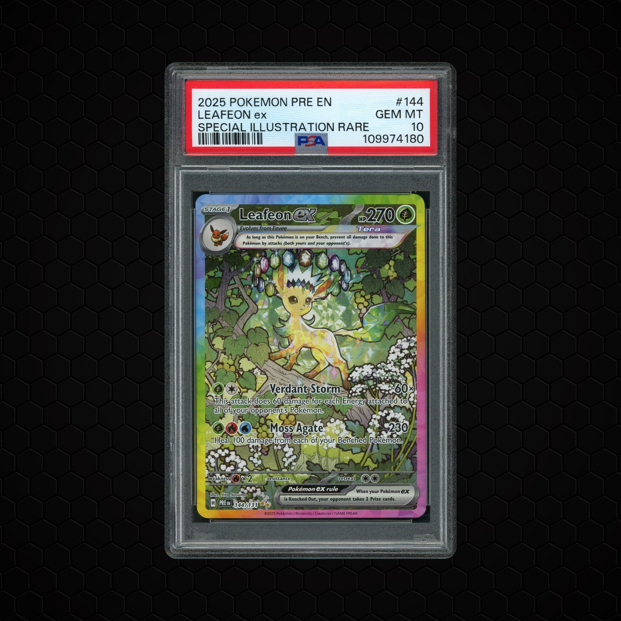 2025 Prismatic Evolutions Leafeon EX #144 PSA 10