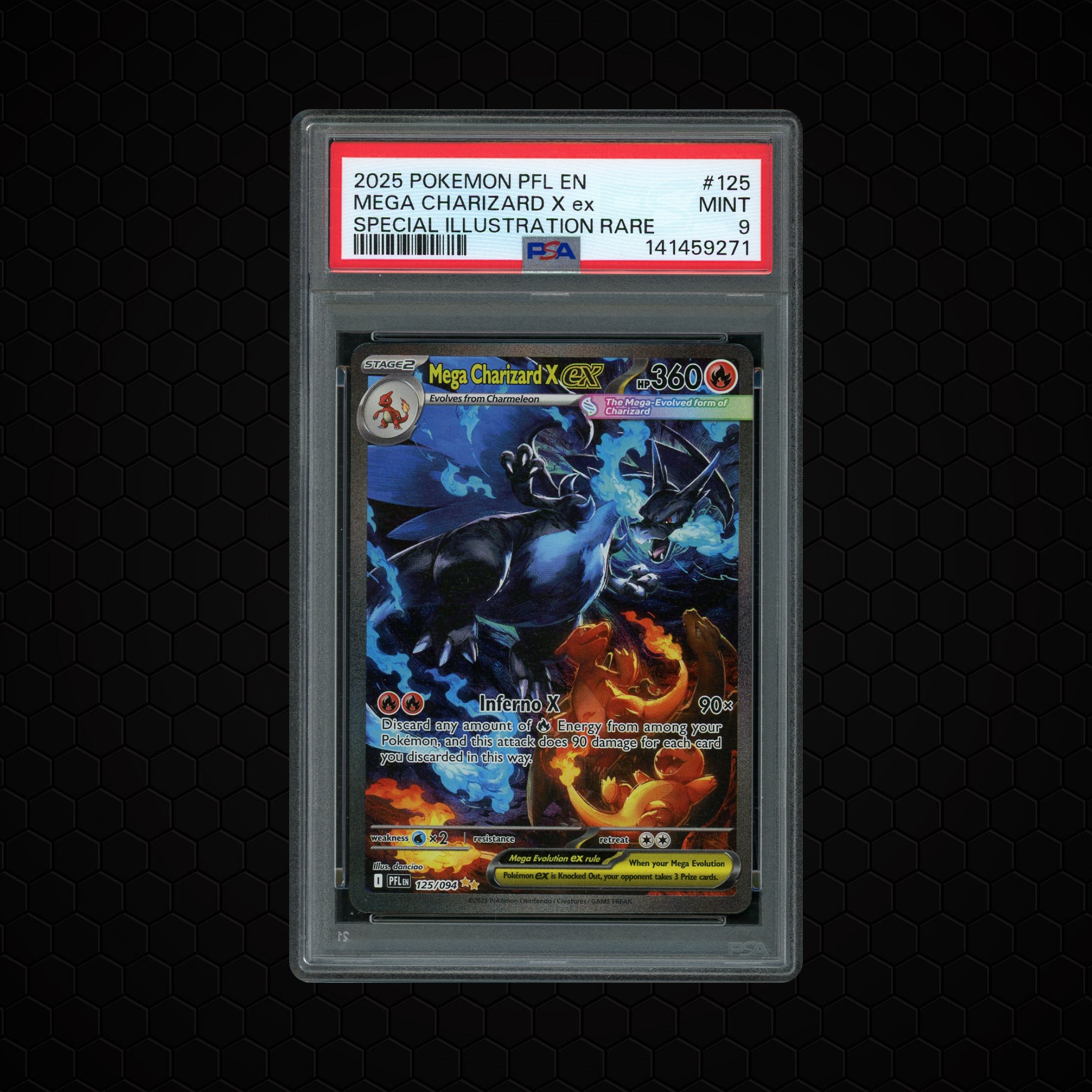 2025 Phantasmal Flames Mega Charizard X EX #125 PSA 9