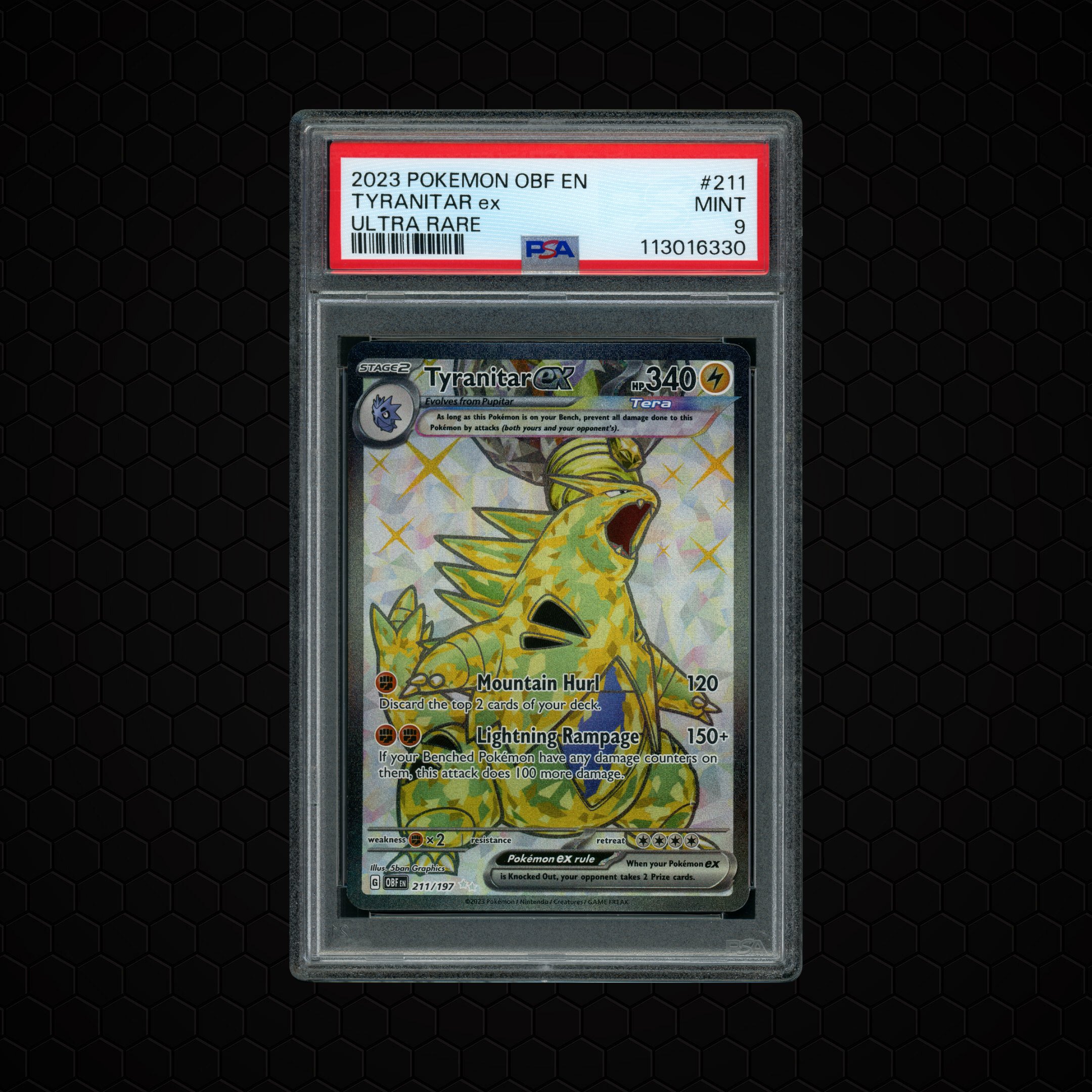 2023 Obsidian Flames Tyranitar EX #211 PSA 9