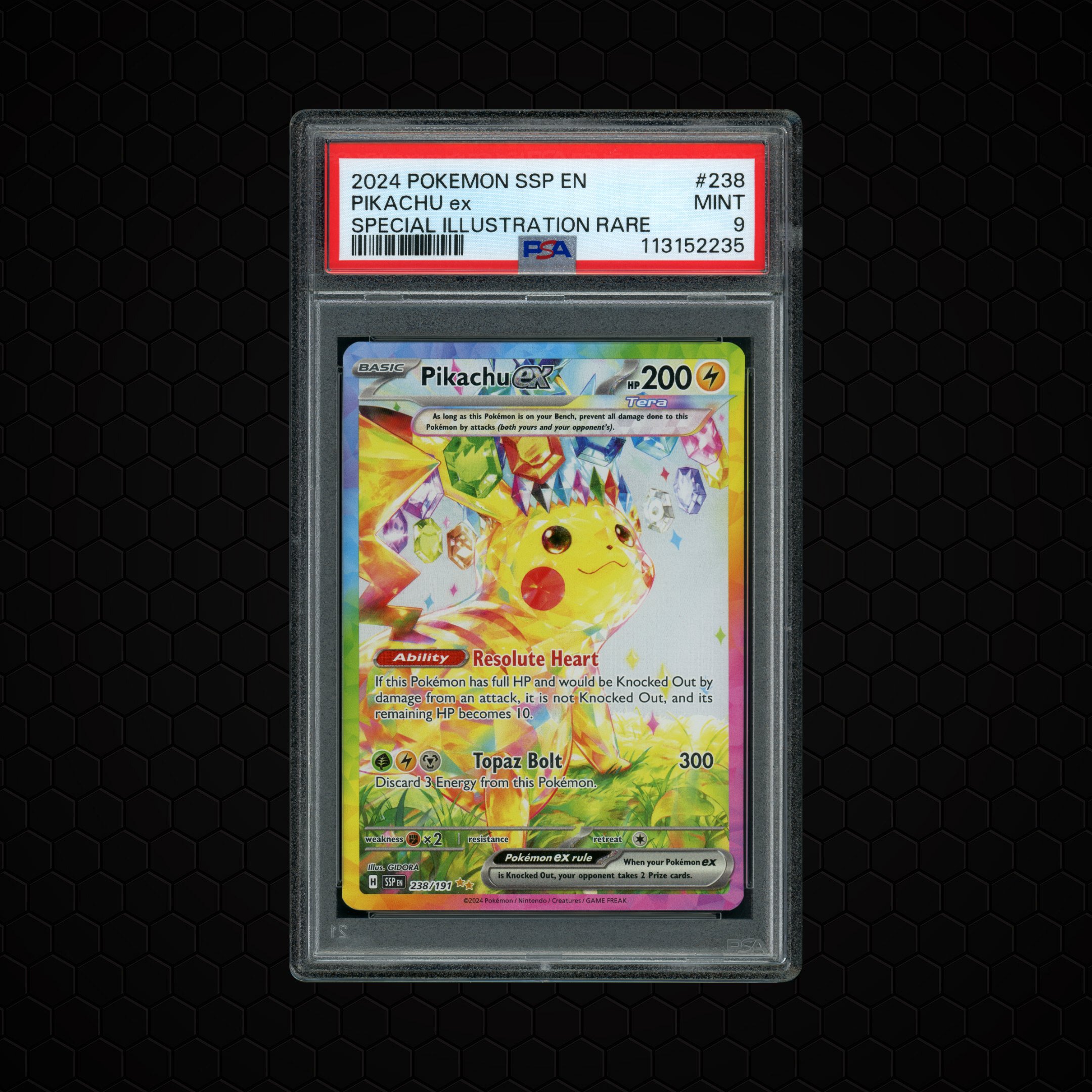 2024 Surging Sparks Pikachu EX #238 PSA 9