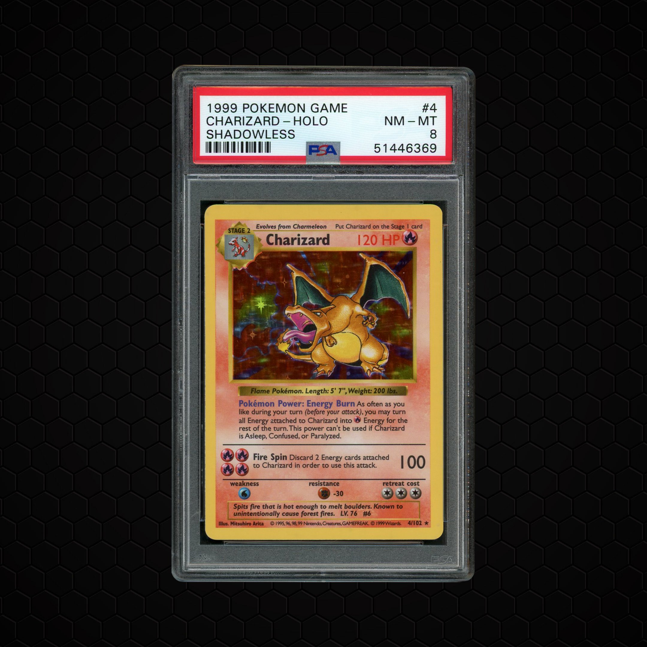 1999 Game Shadowless Charizard #4 PSA 8