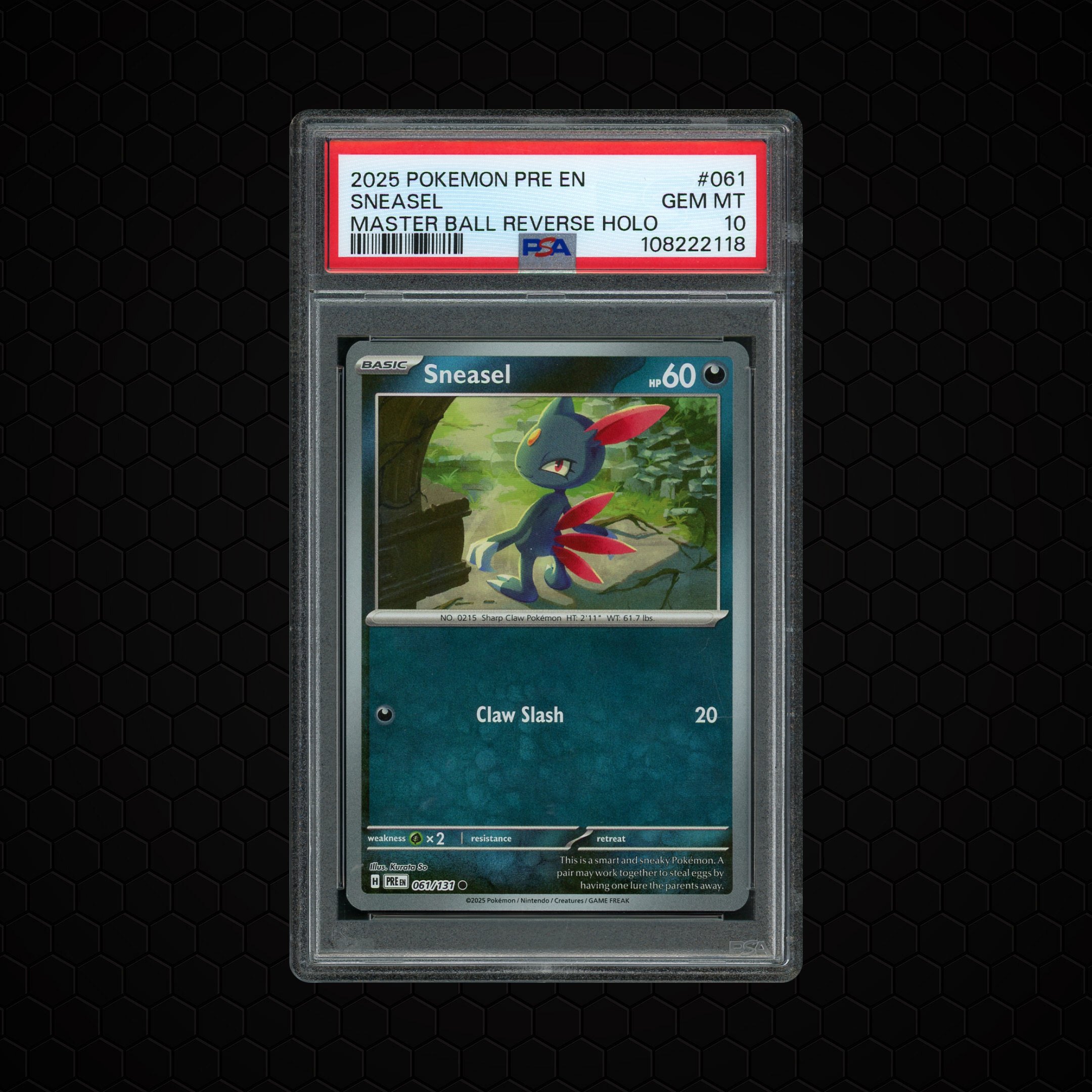 2025 Prismatic Evolutions Masterball Sneasel #61 PSA 10