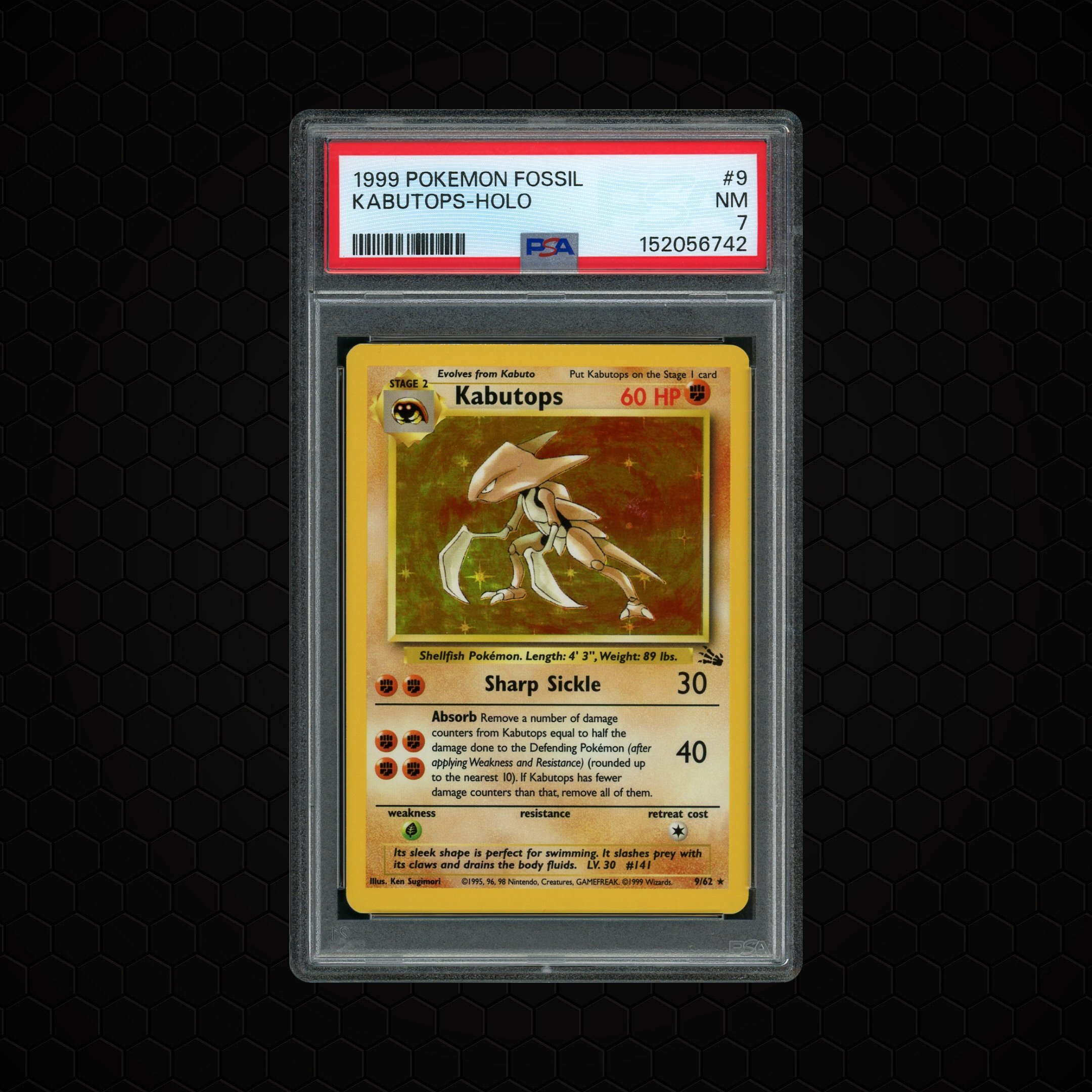 1999 Fossil Kabutops #9 PSA 7