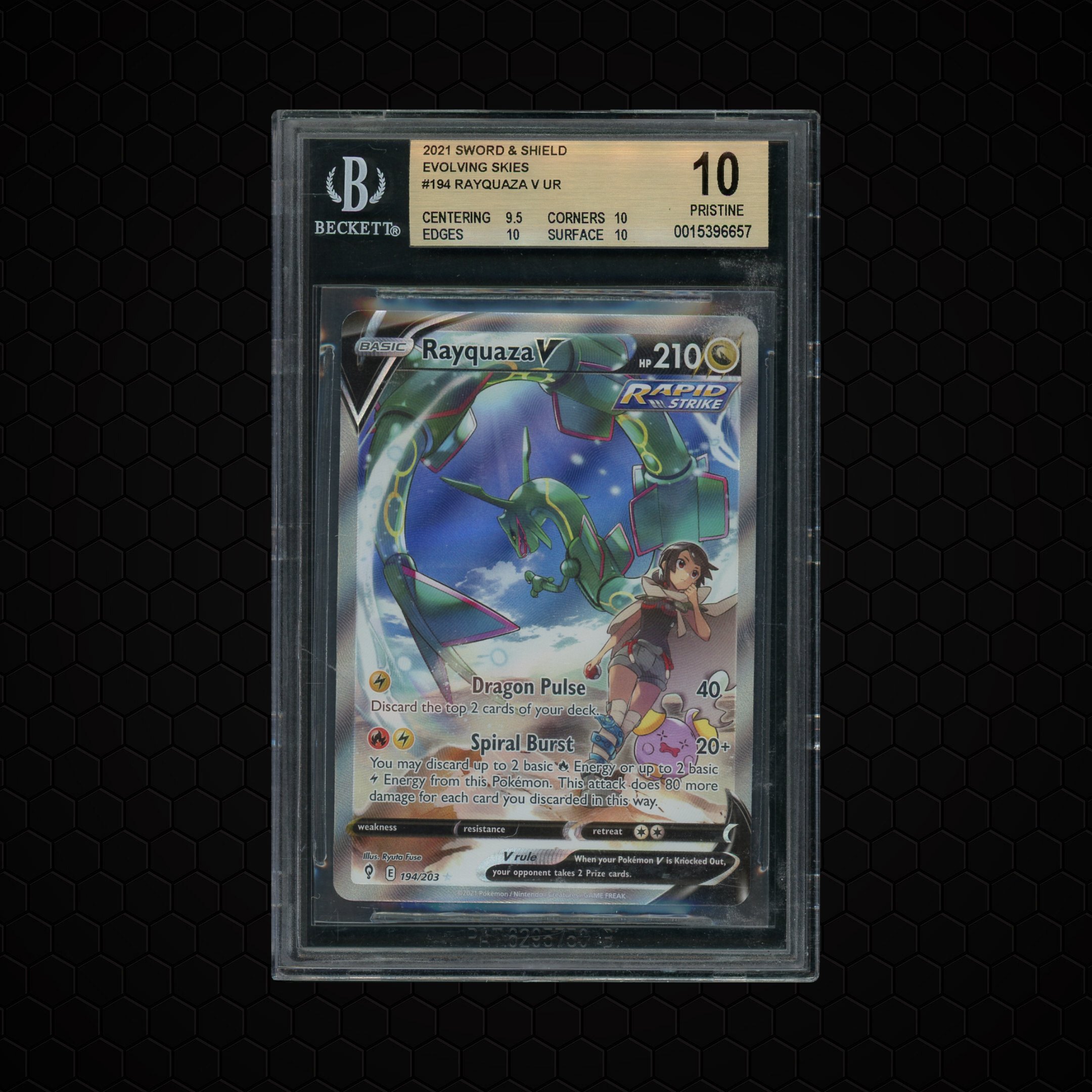 2021 Evolving Skies Rayquaza V #194 BGS 10
