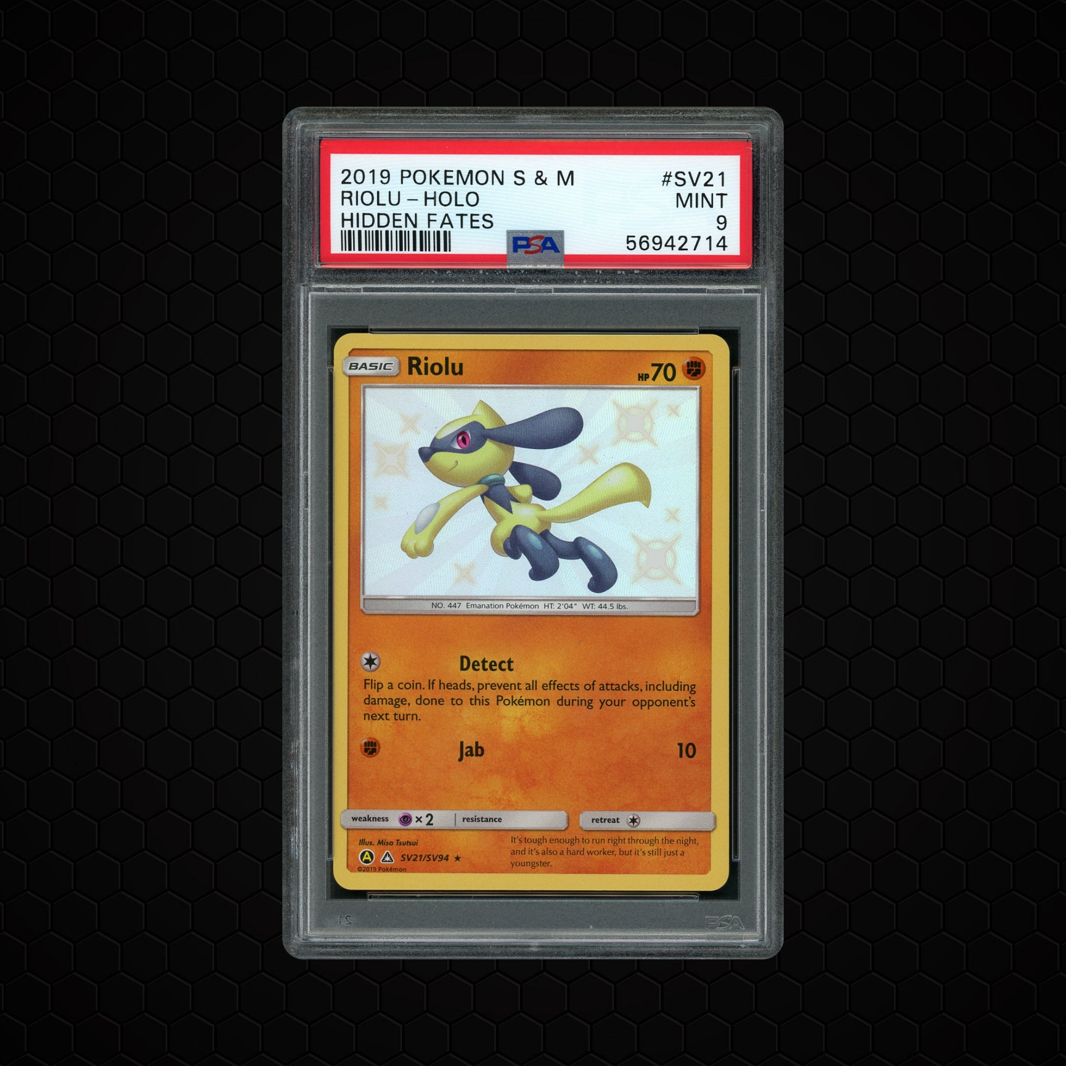2019 Hidden Fates Riolu #SV21 PSA 9