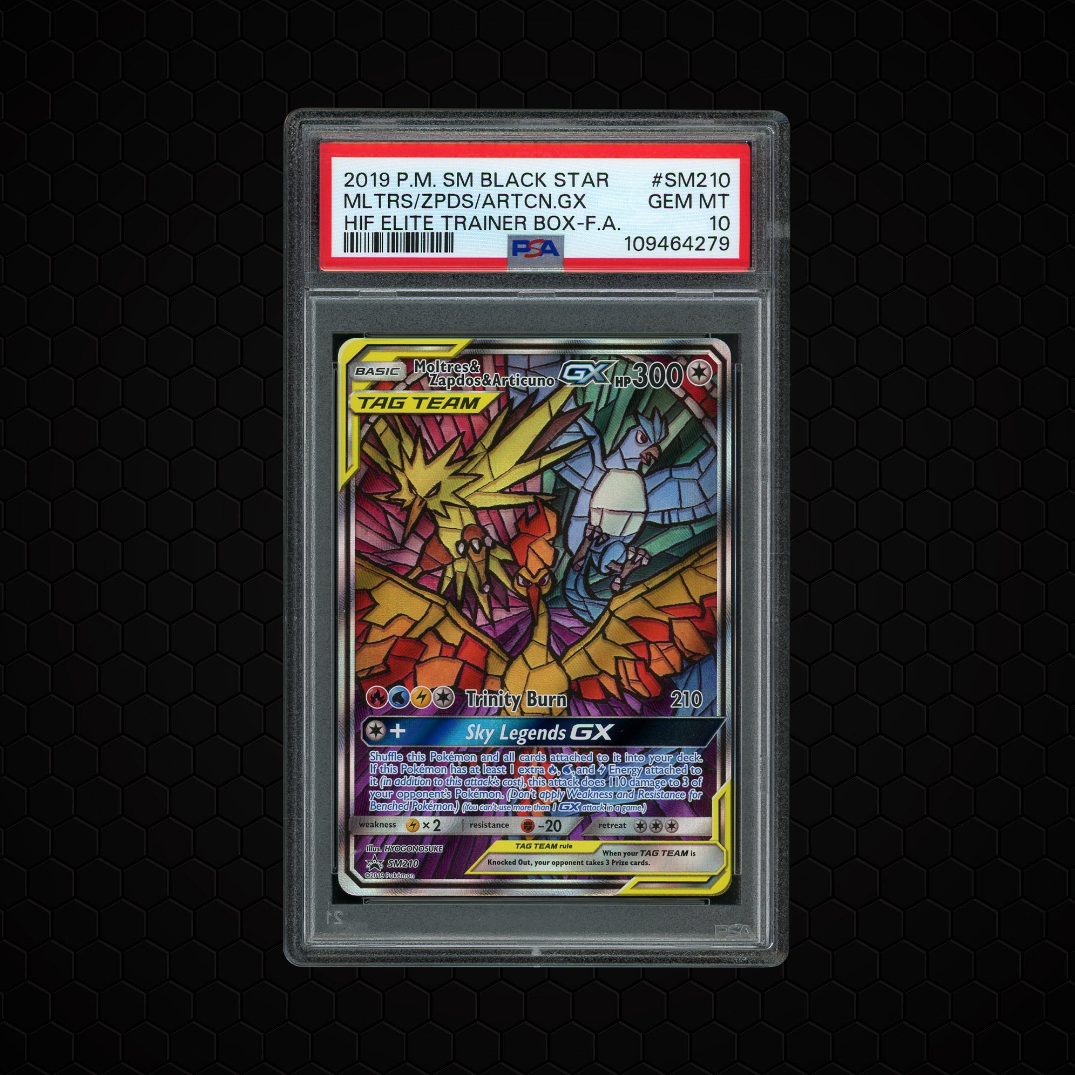 2019 Black Star Promo Moltres & Zapdos & Articuno GX #SM210 PSA 10