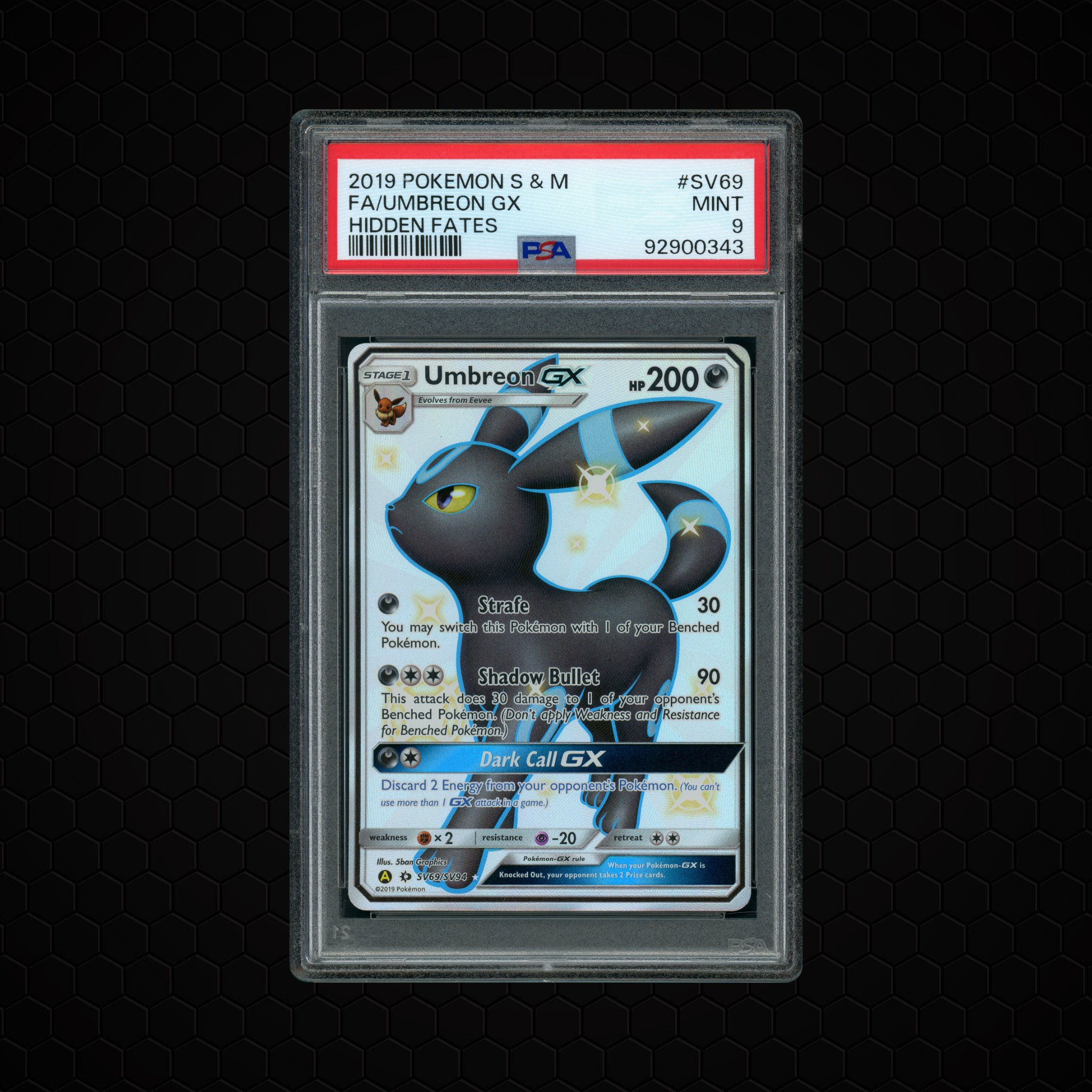 2019 Hidden Fates Umbreon GX #SV69 PSA 9