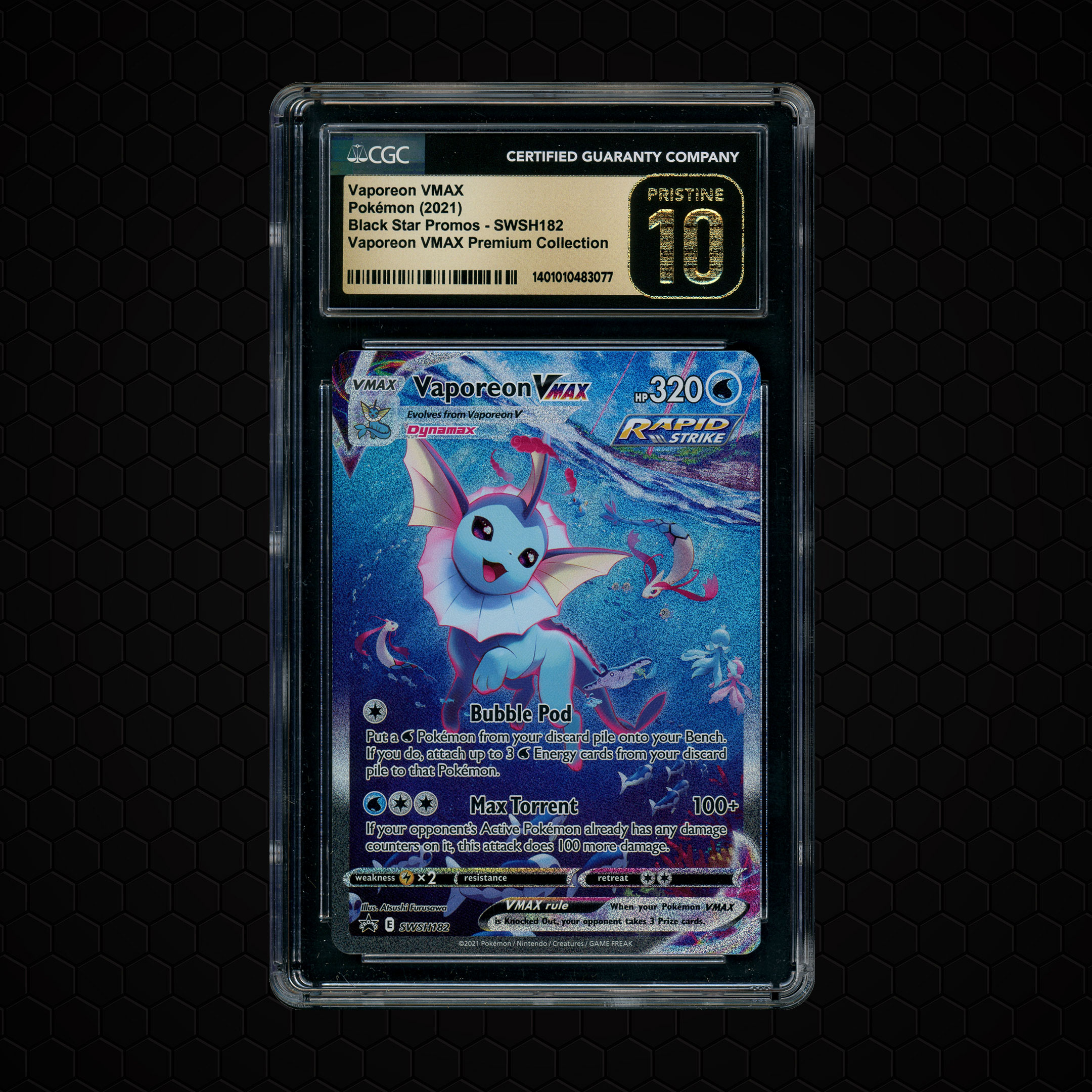 2021 Black Star Promos Vaporeon VMAX #SWSH182 CGC 10
