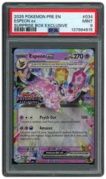 2025 Prismatic Evolutions Espeon EX #34 PSA 9 on Beezie.