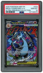 2025 Black Star Promo Mega Charizard X EX #23 PSA 10 on Beezie.