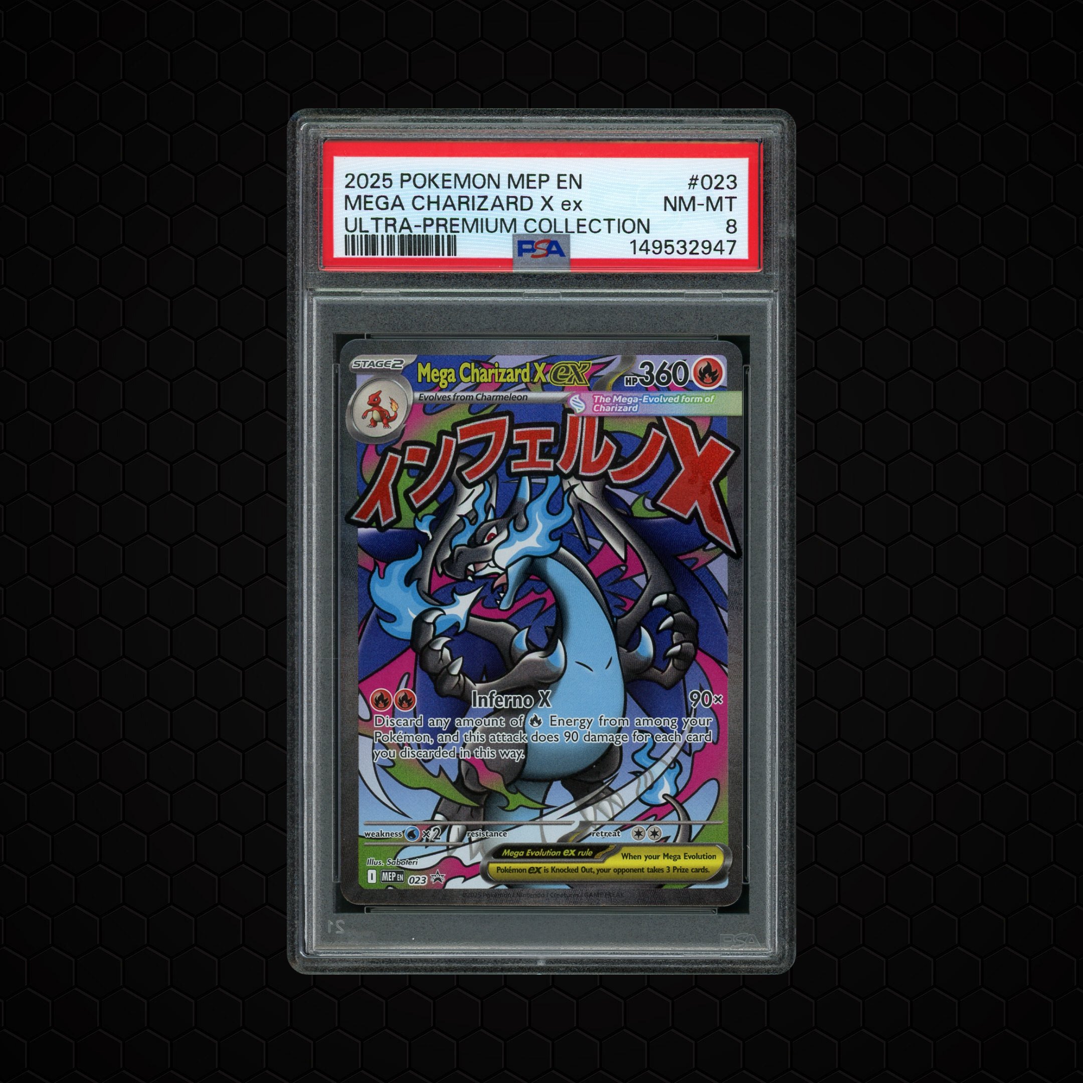 2025 Black Star Promo Mega Charizard X EX #23 PSA 8