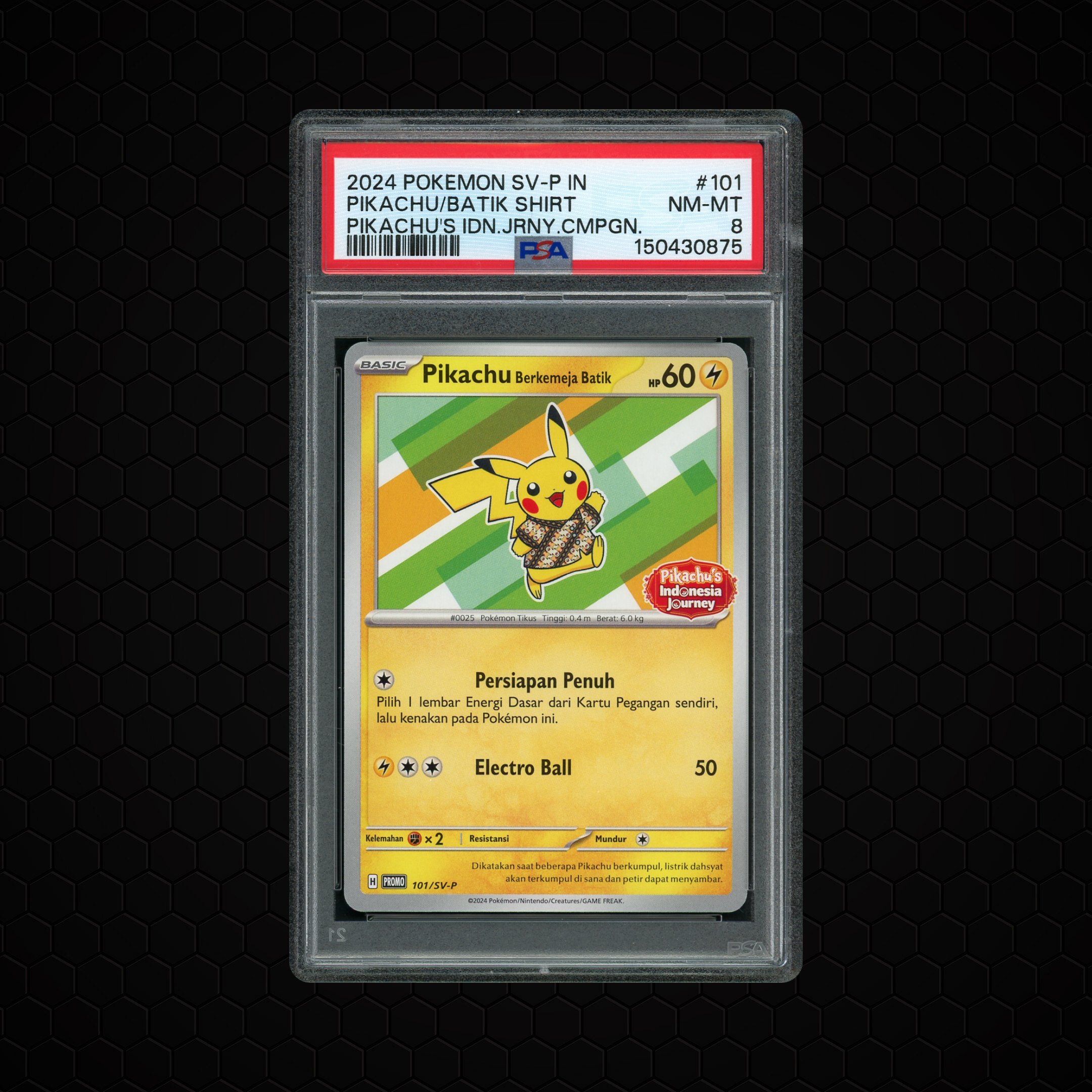2024 Indonesian Promo Pikachu in Batik Shirt #101 PSA 8