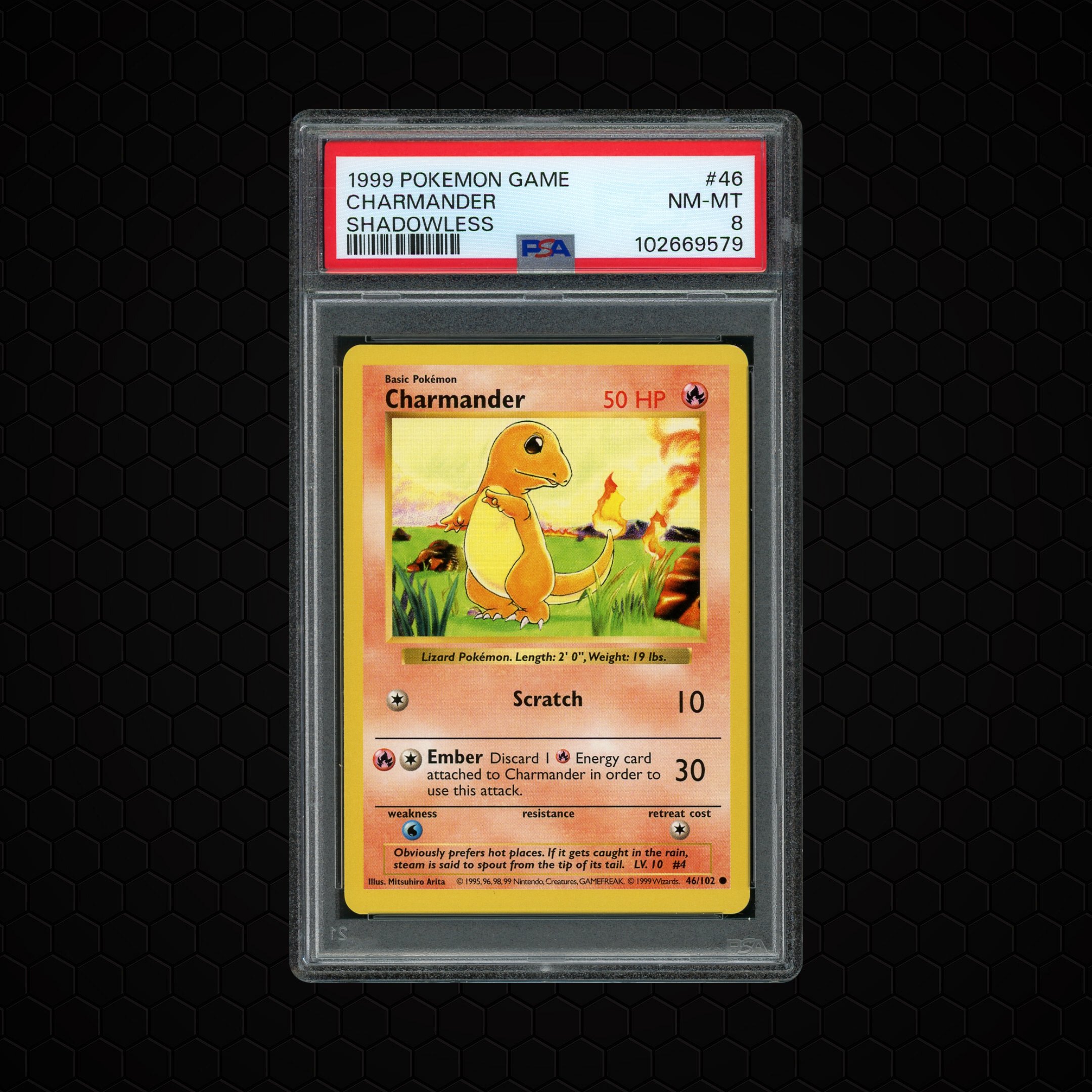 1999 Game Shadowless Charmander #46 PSA 8
