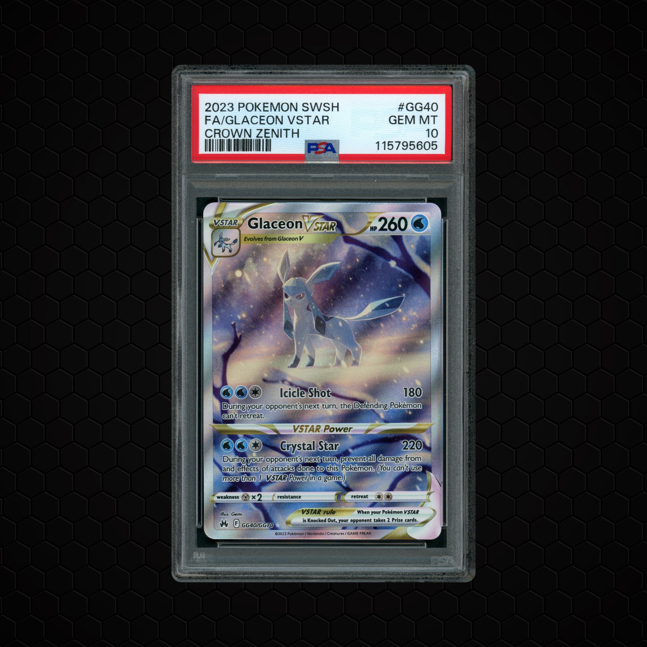 2023 Crown Zenith Glaceon VSTAR #GG40 PSA 10