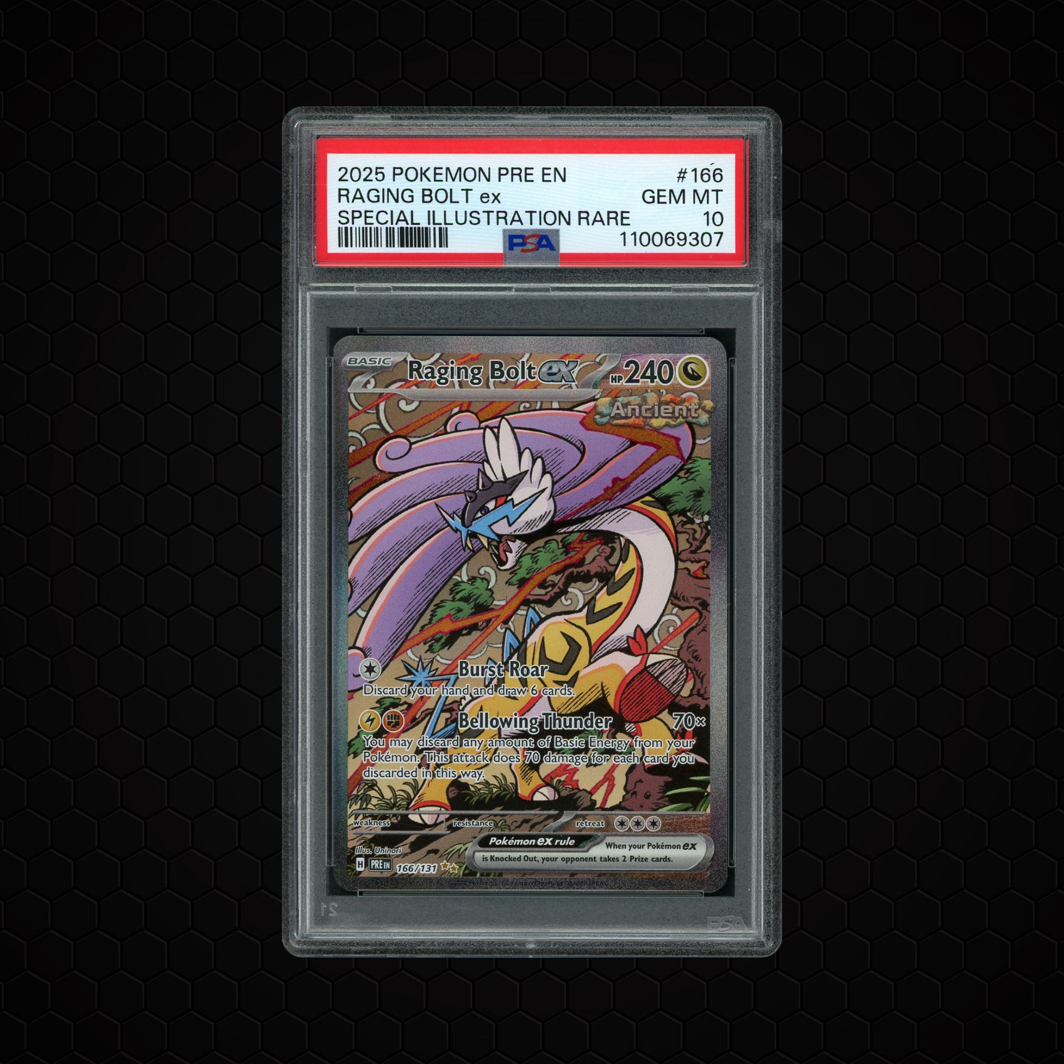 2025 Prismatic Evolutions Raging Bolt EX #166 PSA 10