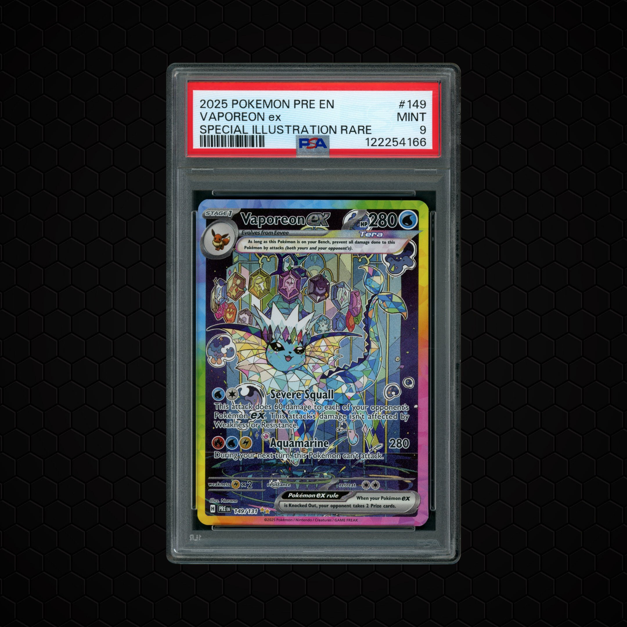 2025 Prismatic Evolutions Vaporeon EX #149 PSA 9
