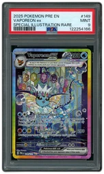 2025 Prismatic Evolutions Vaporeon EX #149 PSA 9 on Beezie.