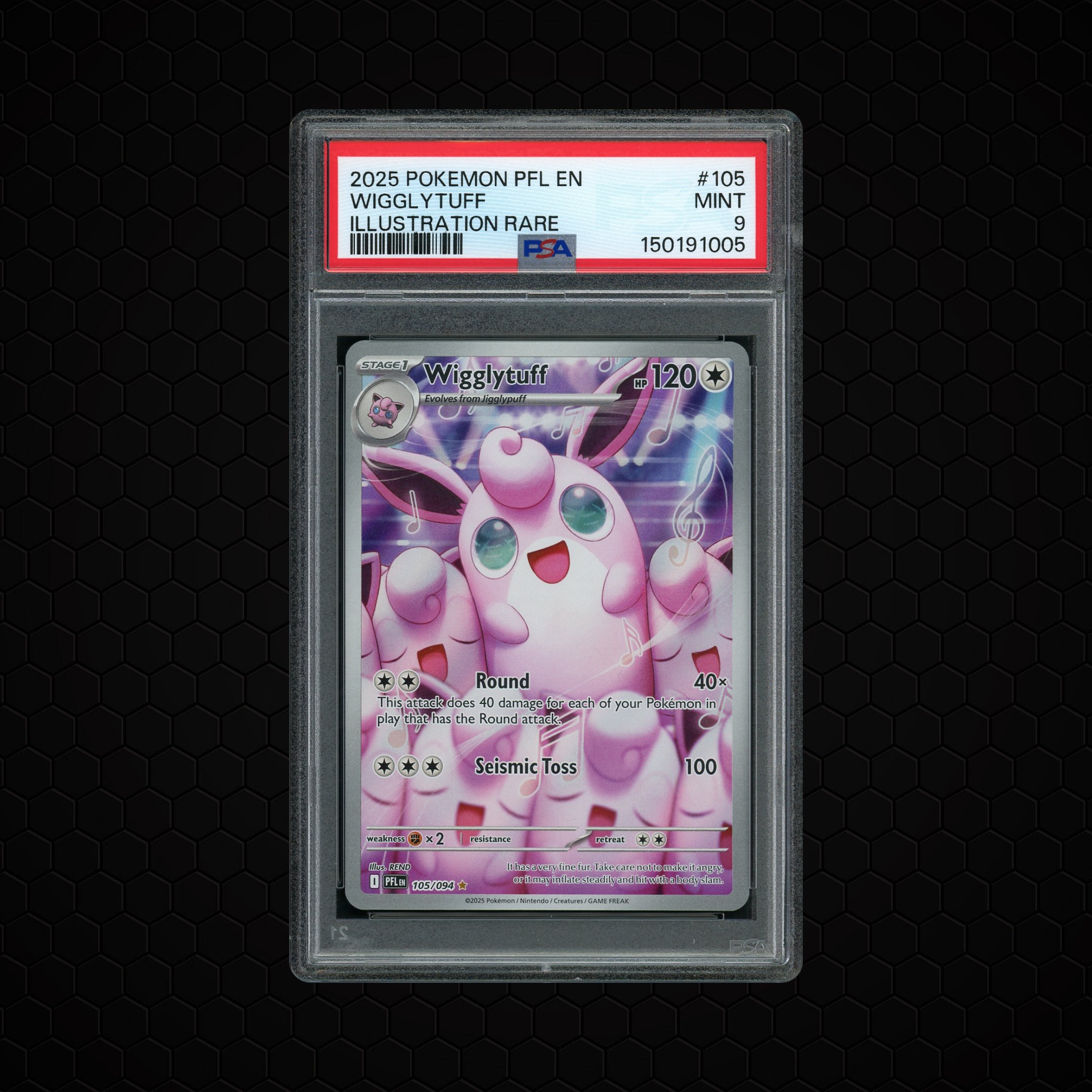 2025 Phantasmal Flames Wigglytuff #105 PSA 9