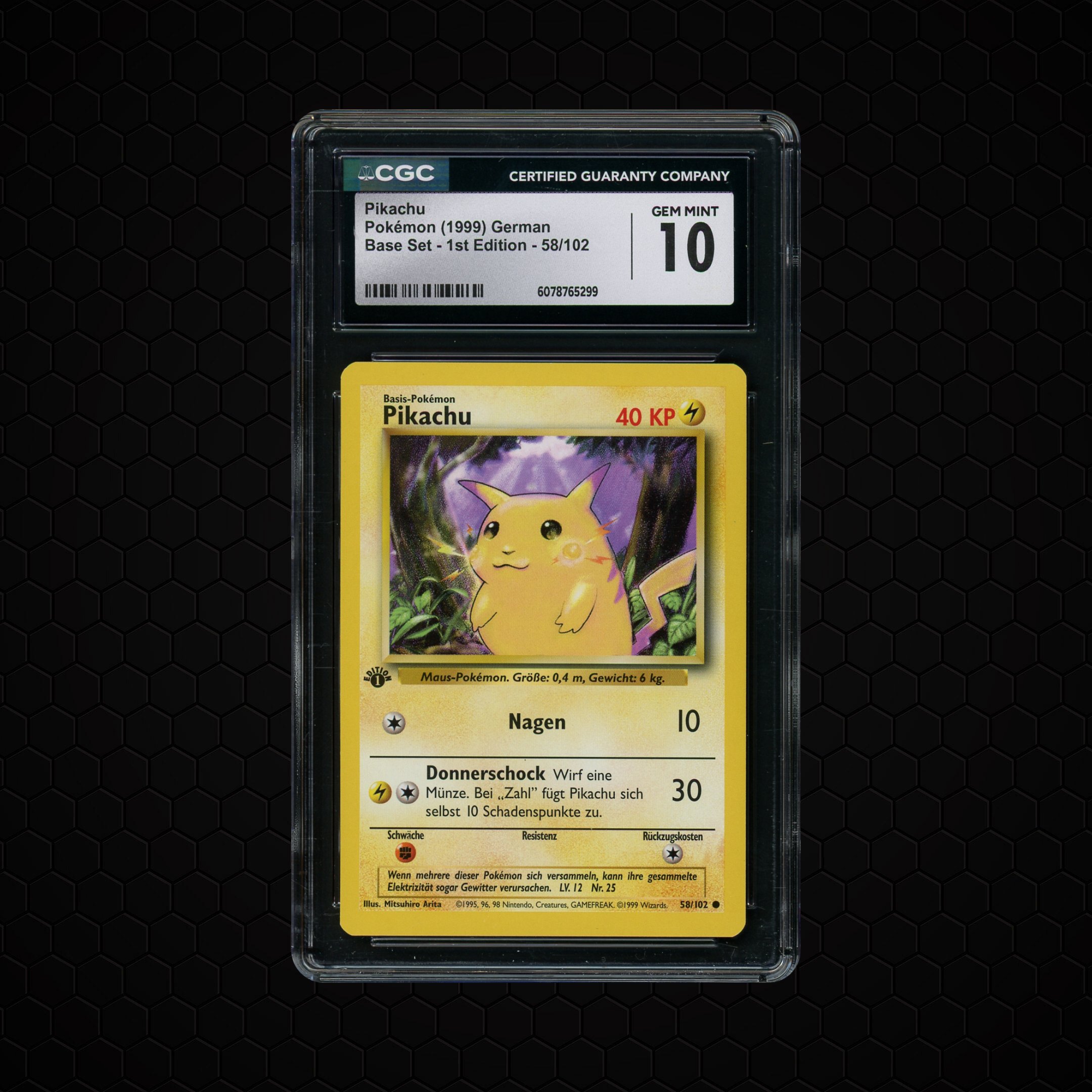 1999 German Base Set 1st Edition Pikachu #58 CGC 10