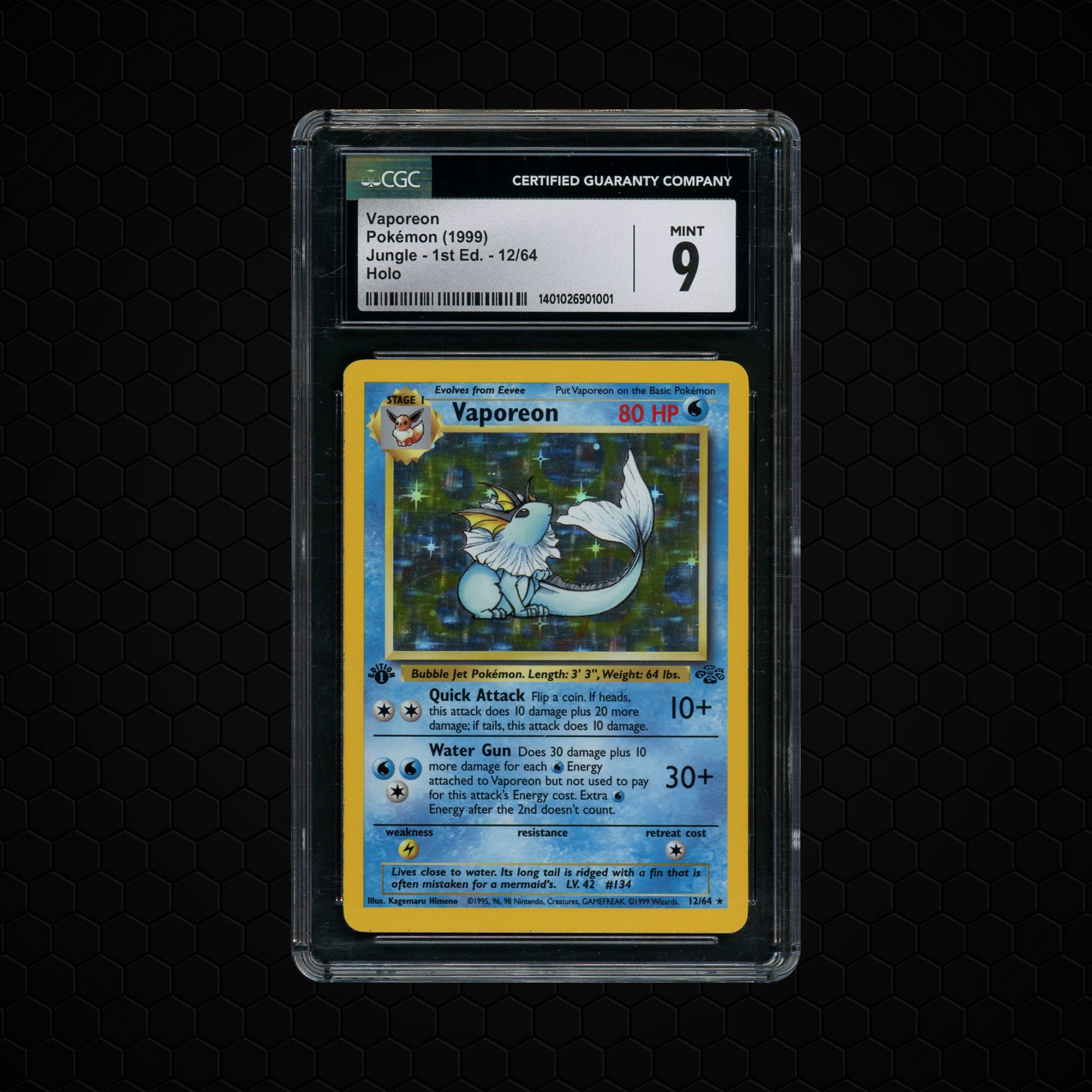 1999 Jungle 1st Edition Vaporeon #12 CGC 9