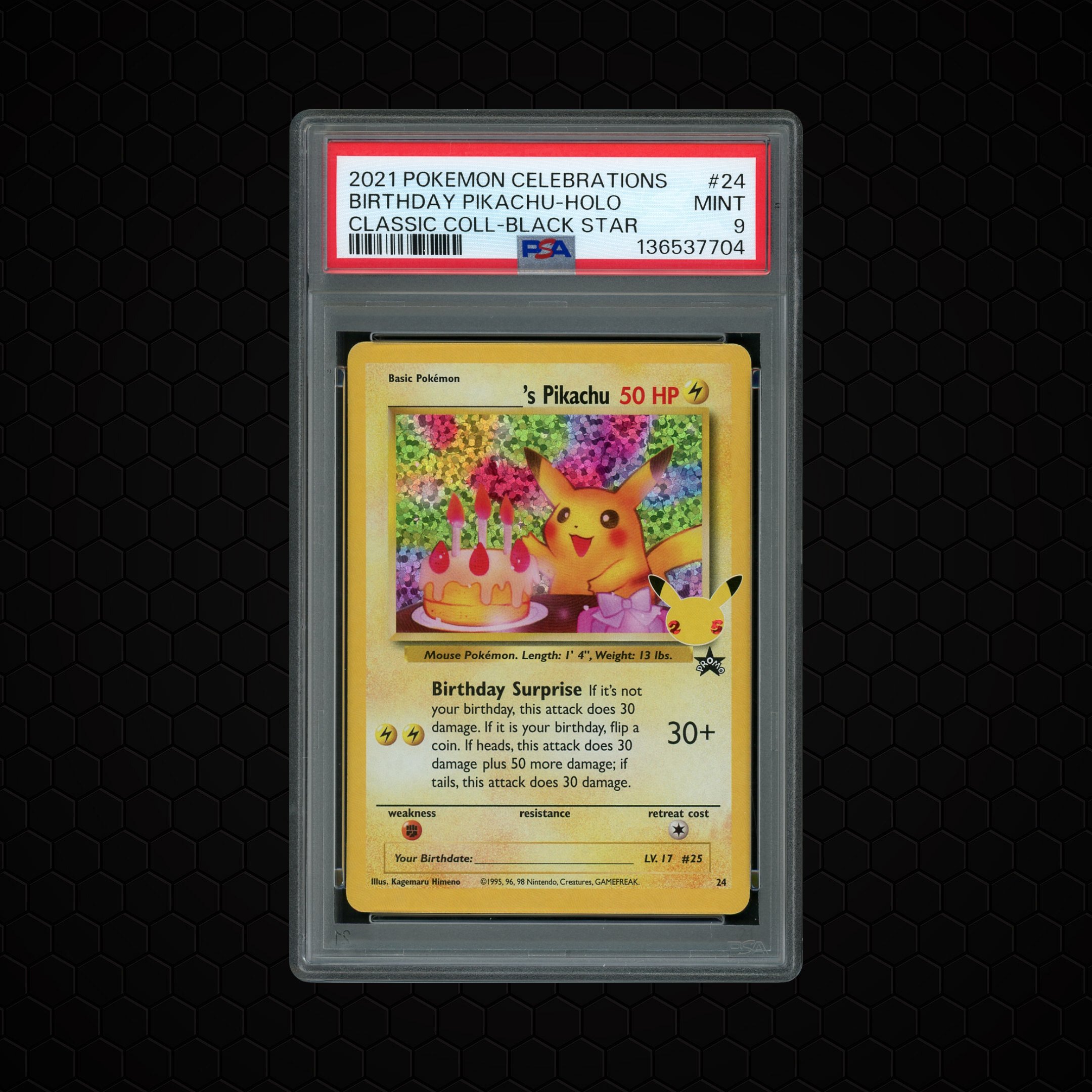 2021 Celebrations Classic Collection Birthday Pikachu #24 PSA 9