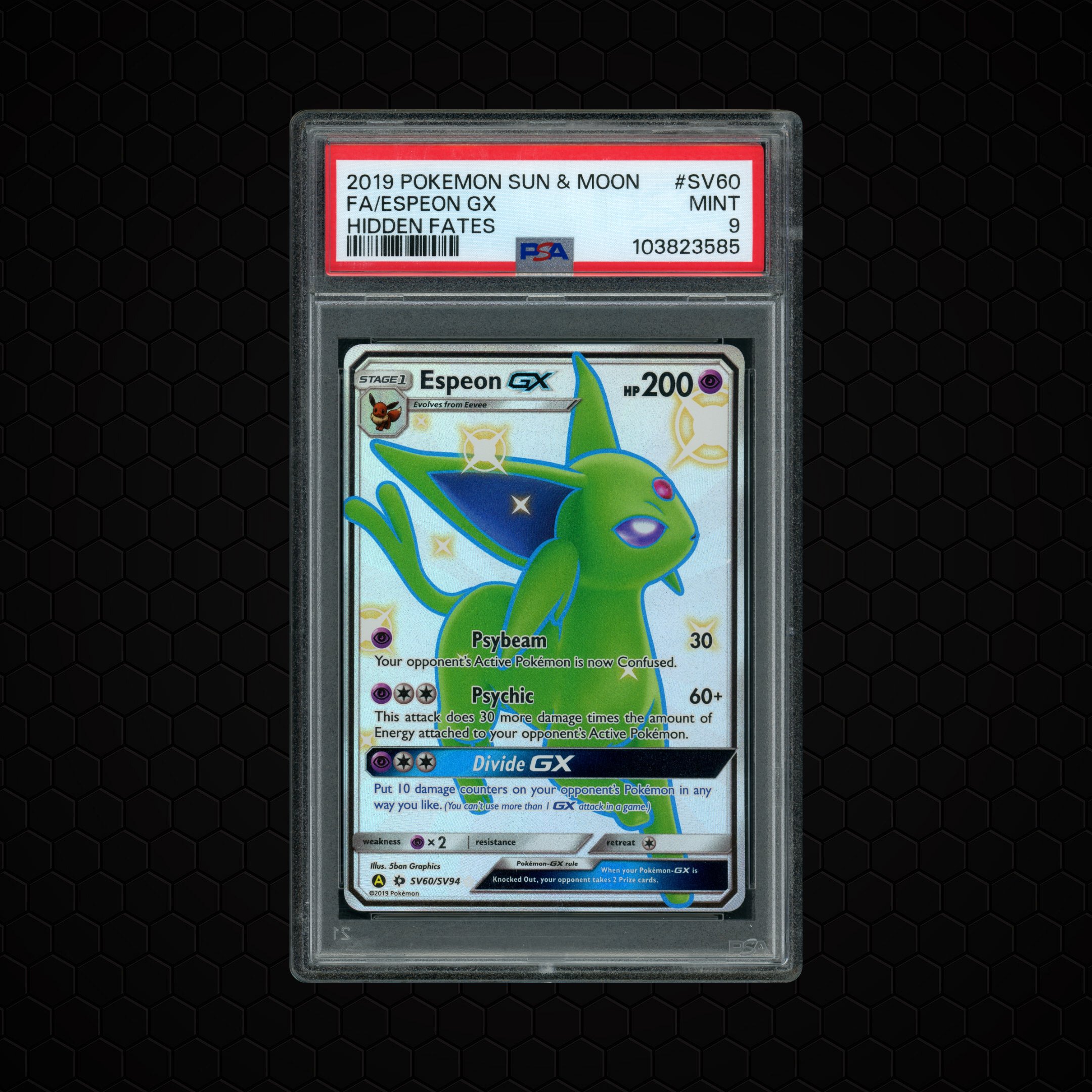 2019 Hidden Fates Espeon GX #SV60 PSA 9