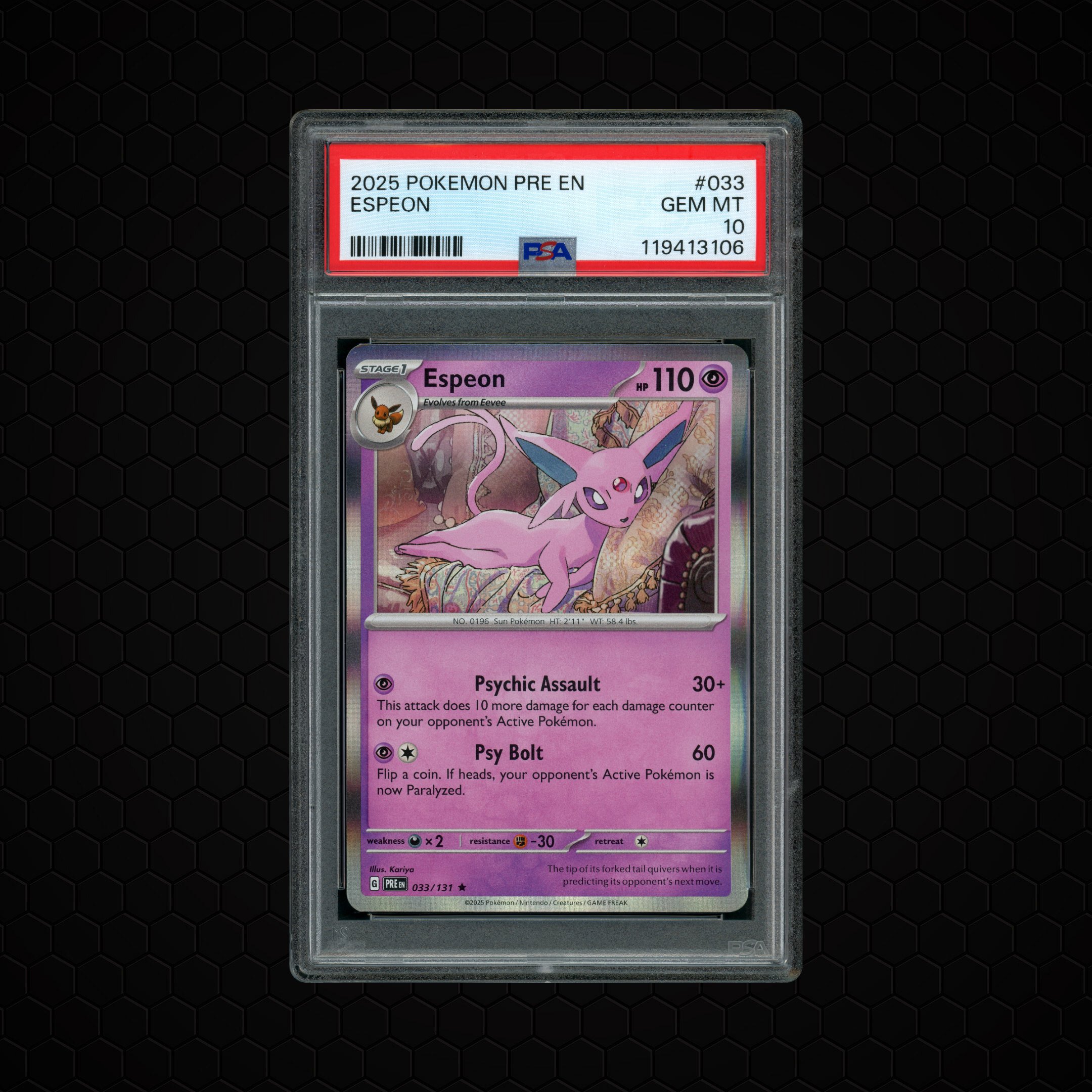 2025 Prismatic Evolutions Espeon #33 PSA 10