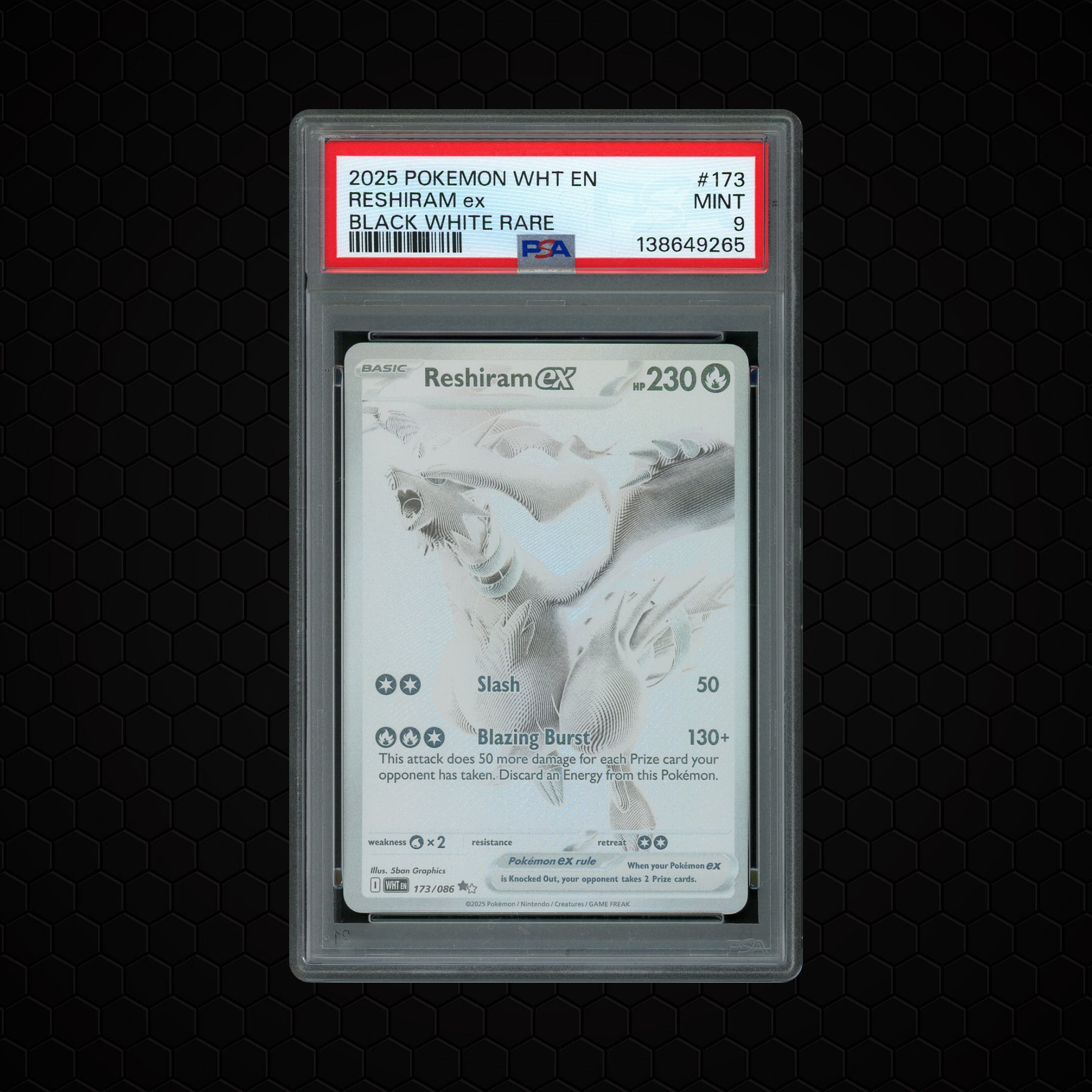 2025 White Flare Reshiram EX #173 PSA 9