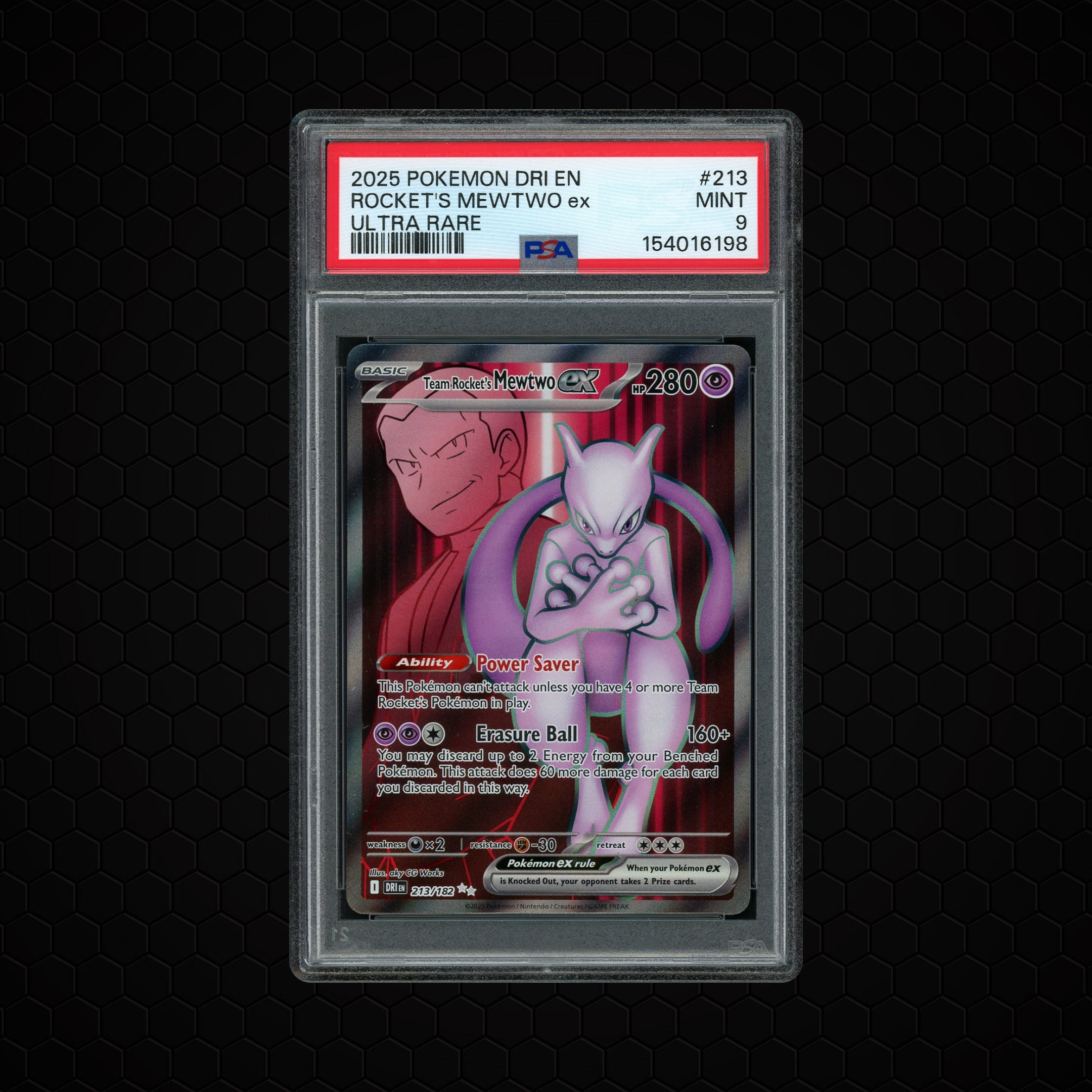 2025 Destined Rivals Team Rocket's Mewtwo EX #213 PSA 9