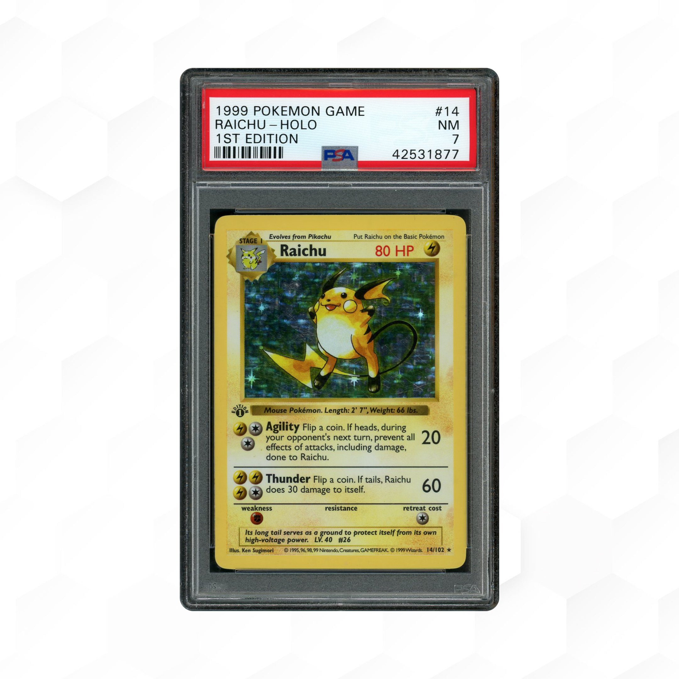1999 Game 1st Edition Raichu #14 PSA 7