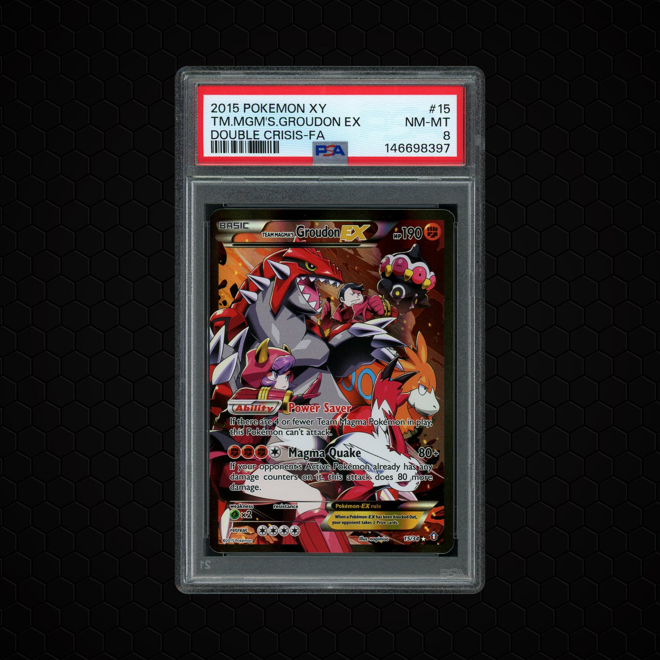 2015 Double Crisis Team Magma's Groudon EX #15 PSA 8