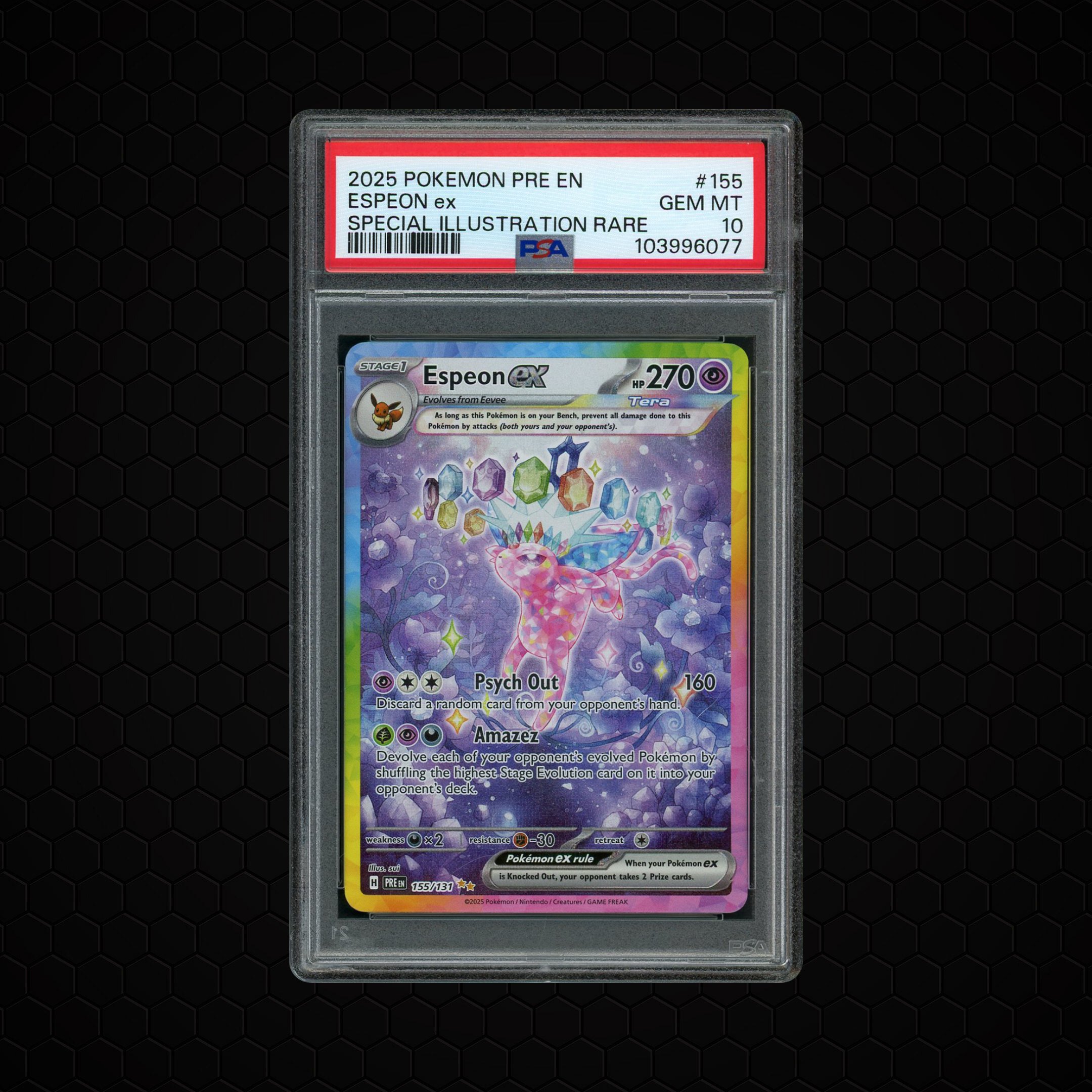 2025 Prismatic Evolutions Espeon EX #155 PSA 10