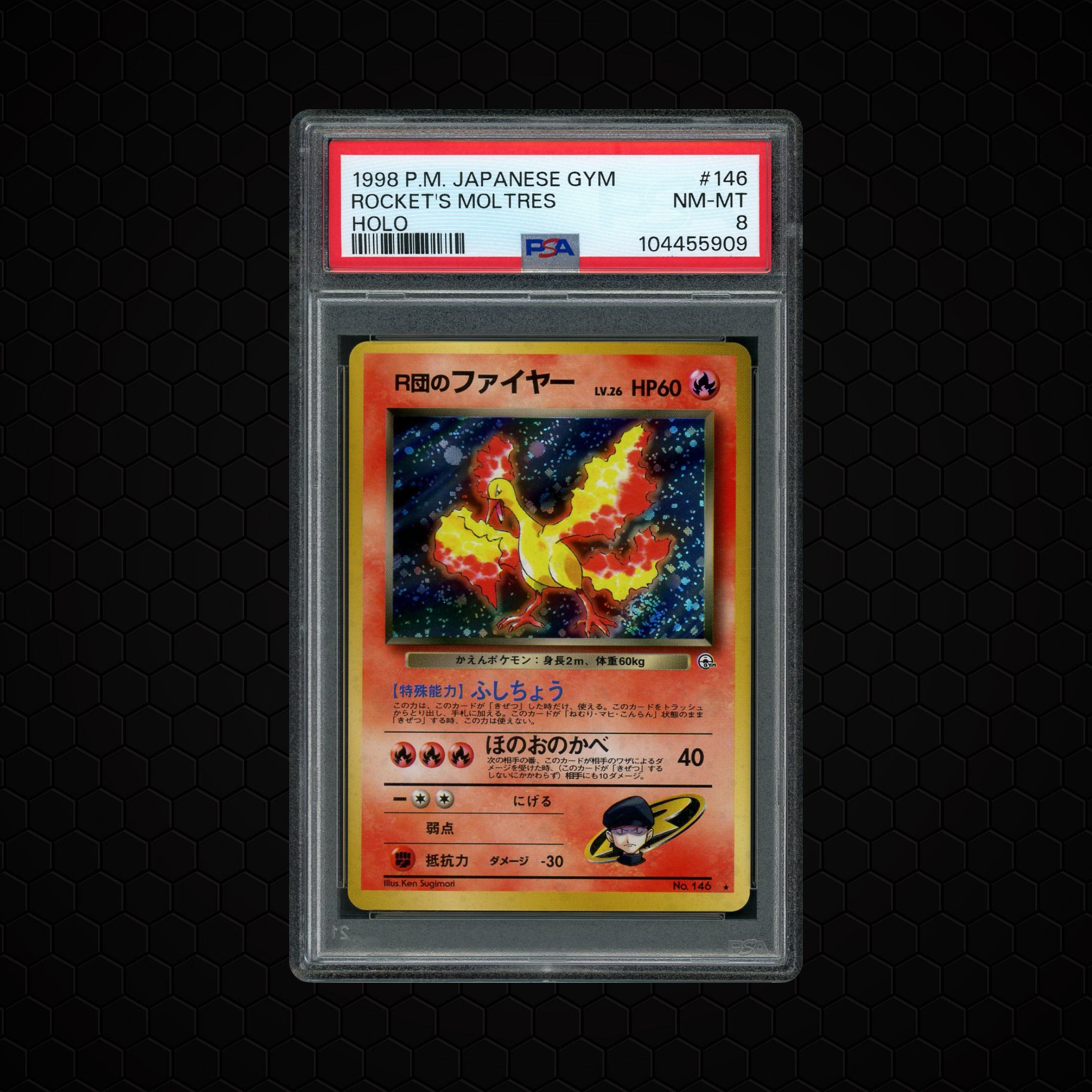 1998 Japanese Gym Rocket's Moltres #146 PSA 8