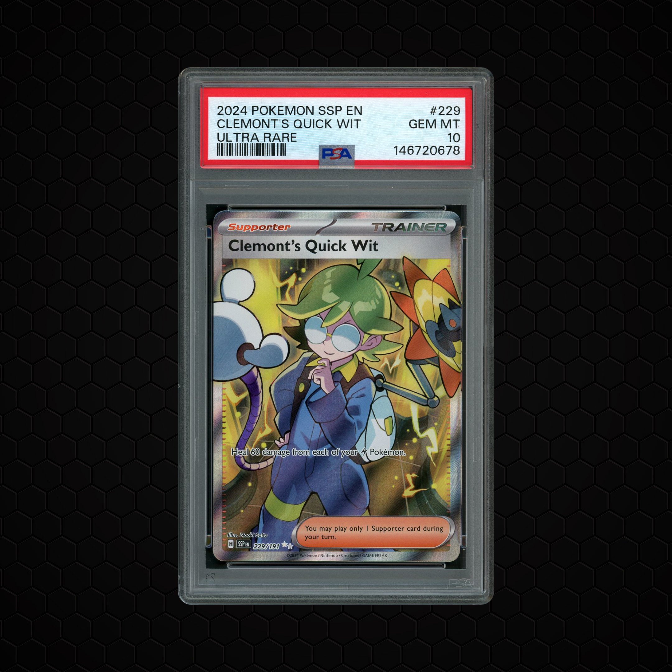 2024 Surging Sparks Clemont's Quick Wit #229 PSA 10
