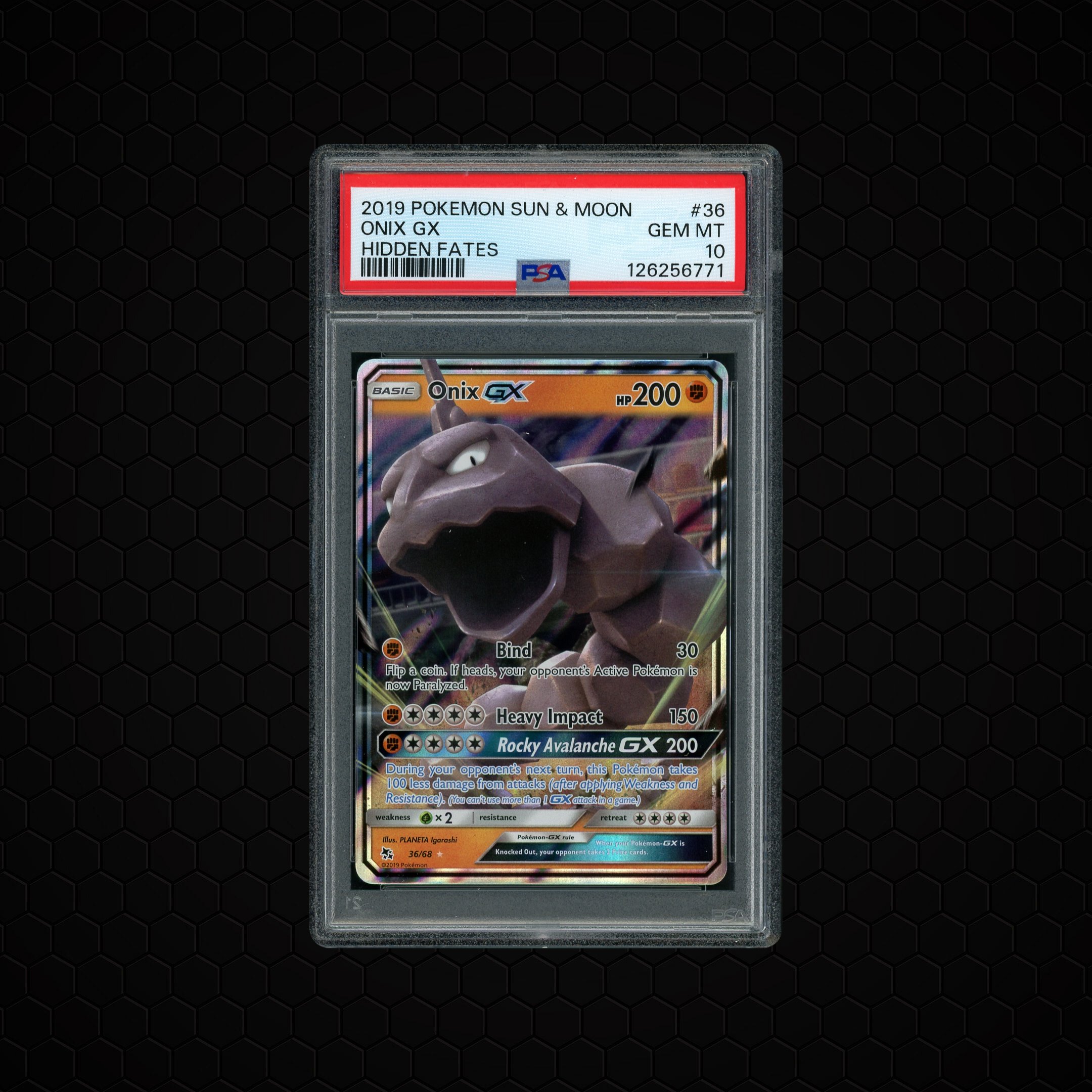 2019 Hidden Fates Onix GX #36 PSA 10