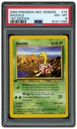 2000 Neo Genesis 1st Edition Shuckle #72 PSA 8 on Beezie.