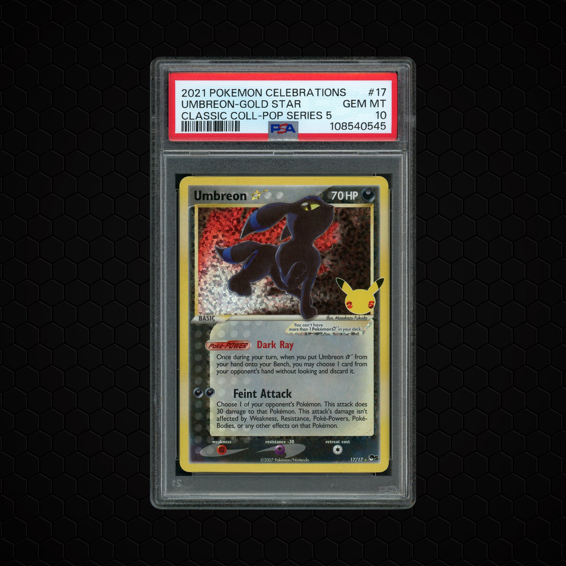 2021 Celebrations Classic Collection Gold Star Umbreon #17 PSA 10