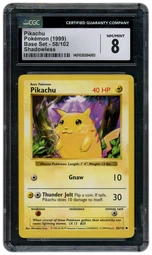 1999 Base Set Shadowless Pikachu #58 CGC 8 on Beezie.