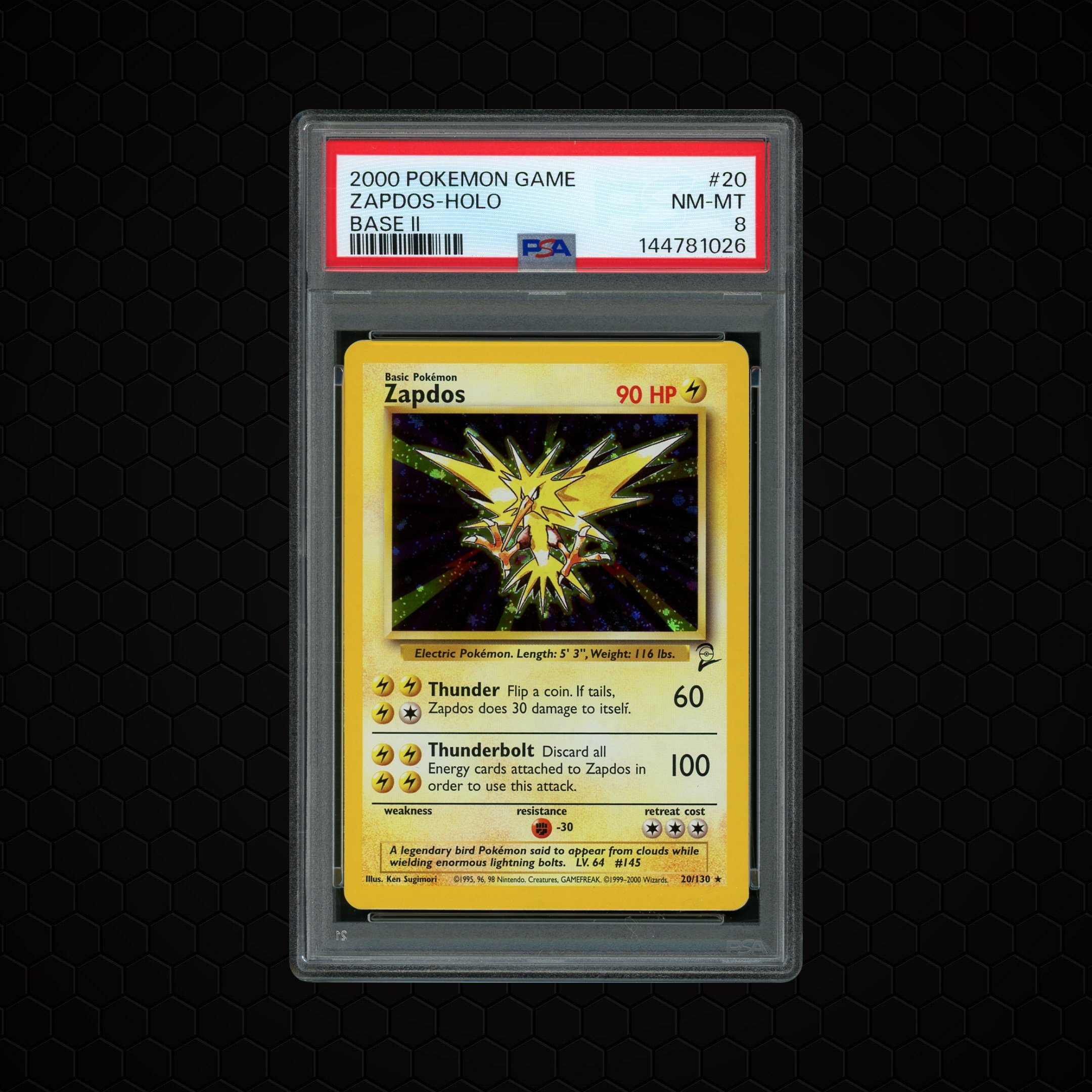 2000 Base 2 Zapdos #20 PSA 8