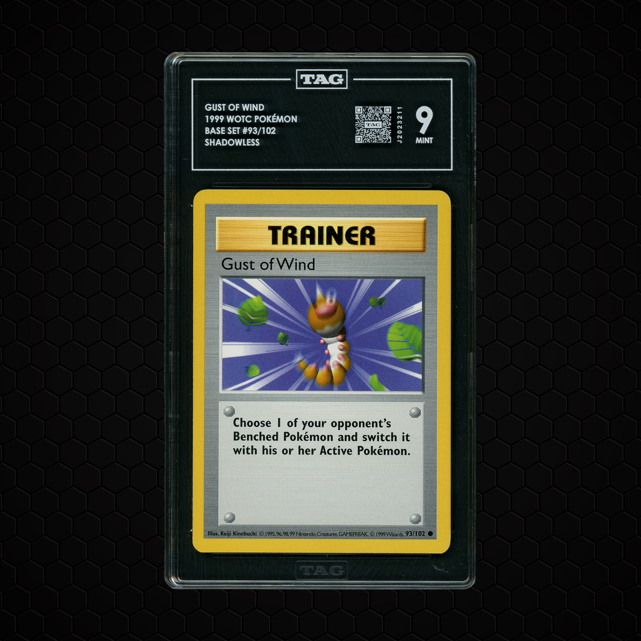 1999 Base Set Shadowless Gust of Wind #93 TAG 9
