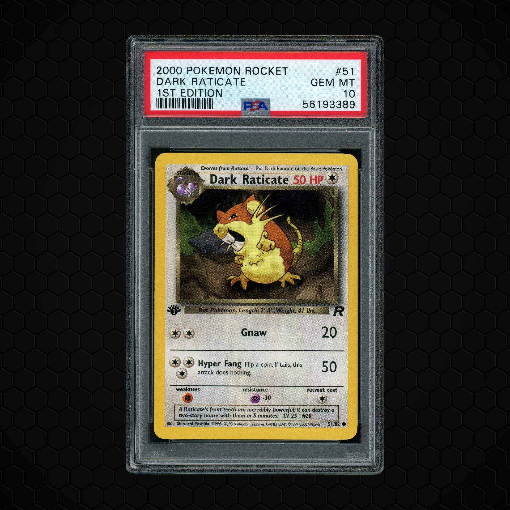 2000 Rocket 1st Edition Dark Raticate #51 PSA 10